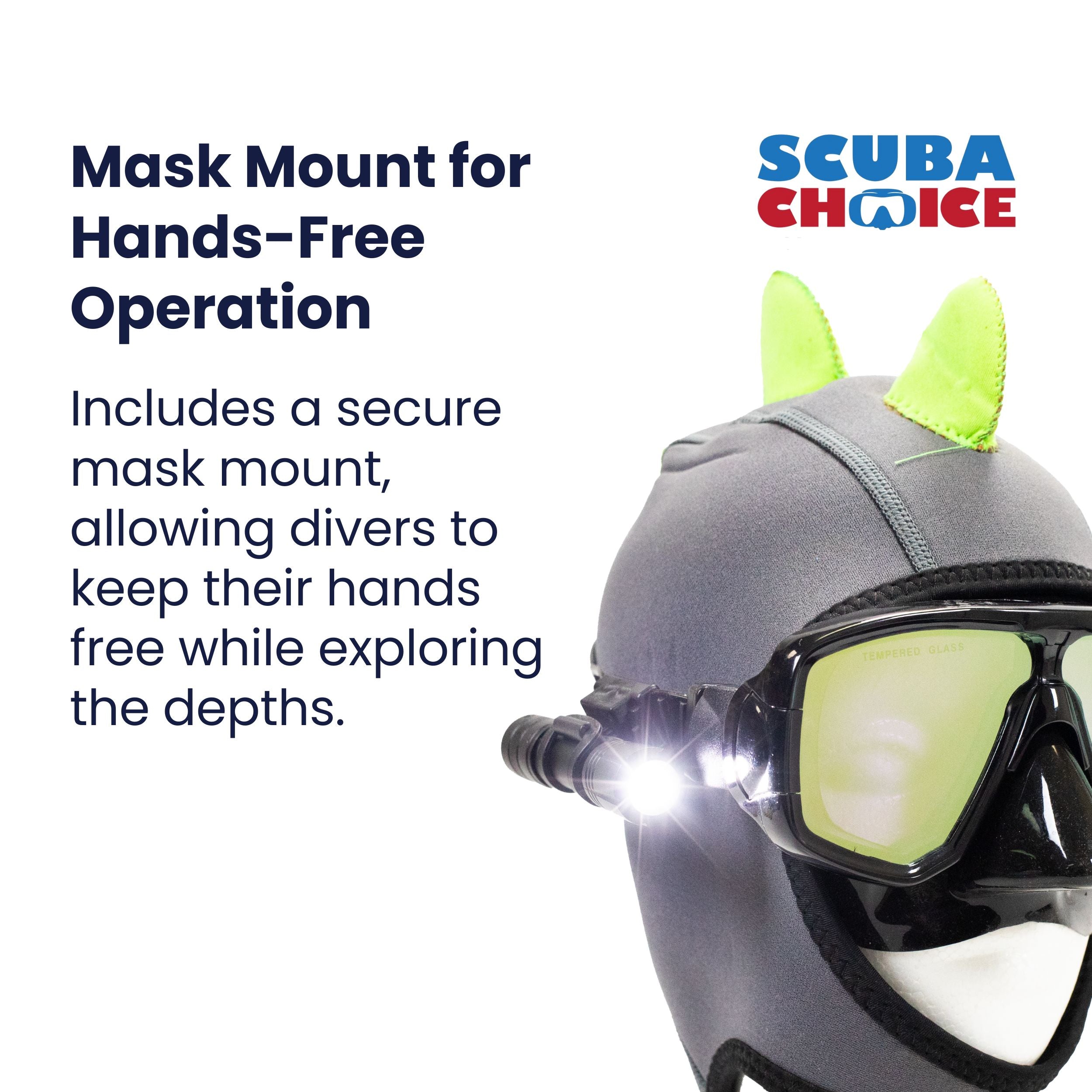 Palantic Pro-One Aluminum LED Dive Light Torch w/ Mask Mount