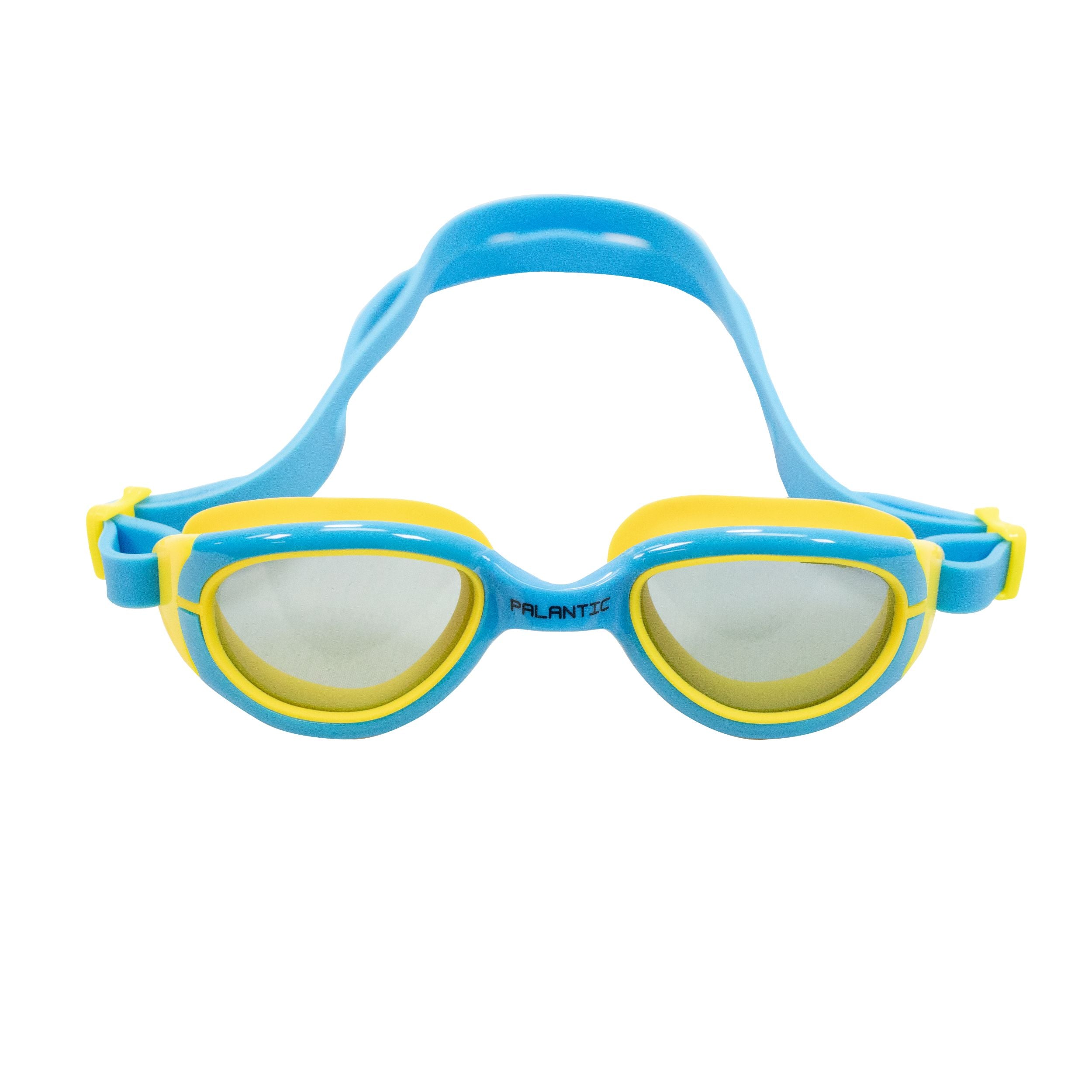 Palantic Jr. Silicone Swim Goggles w/ UV Tinted Lenses, Blue/Yellow