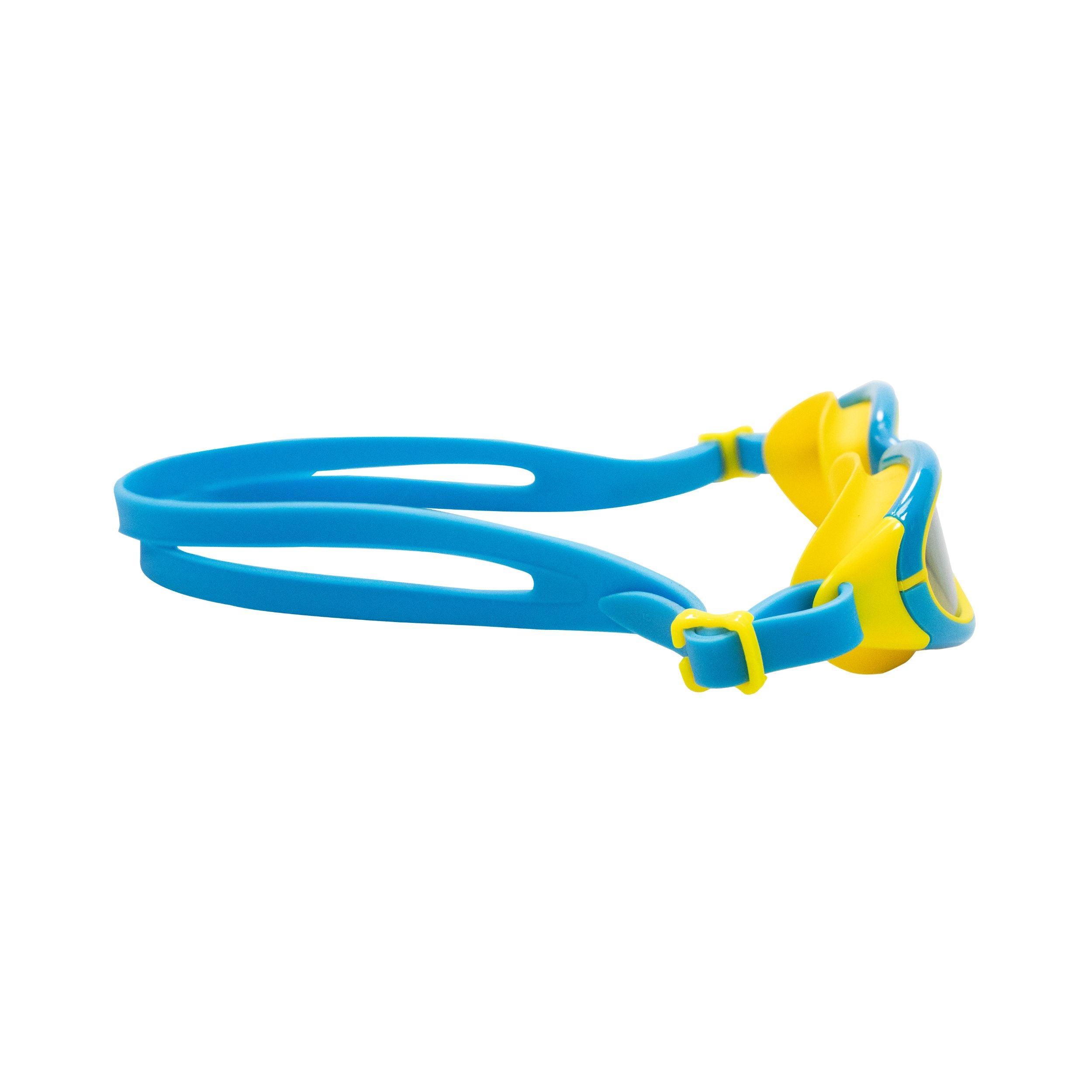 Palantic Jr. Silicone Swim Goggles w/ UV Tinted Lenses, Blue/Yellow