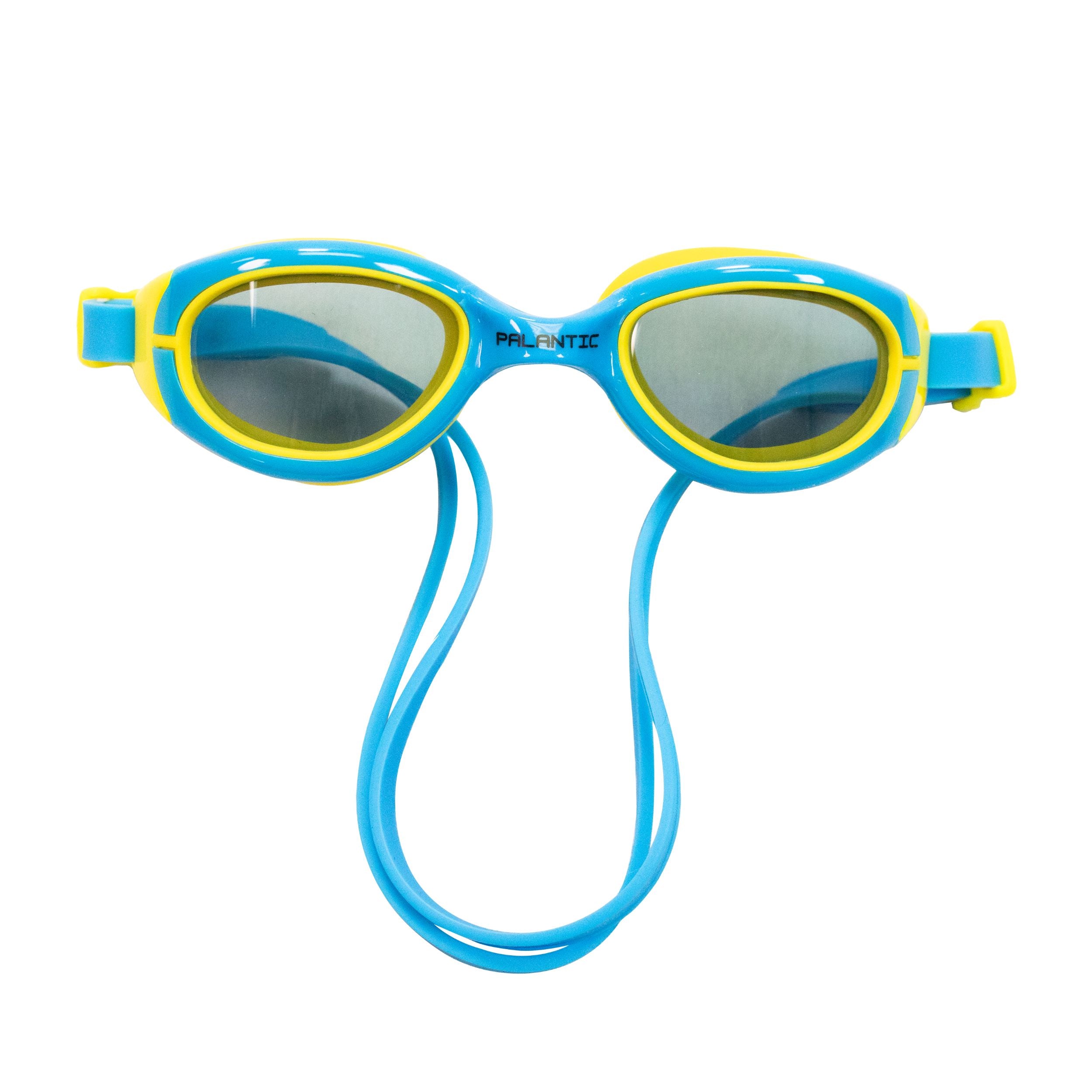 Palantic Jr. Silicone Swim Goggles w/ UV Tinted Lenses, Blue/Yellow