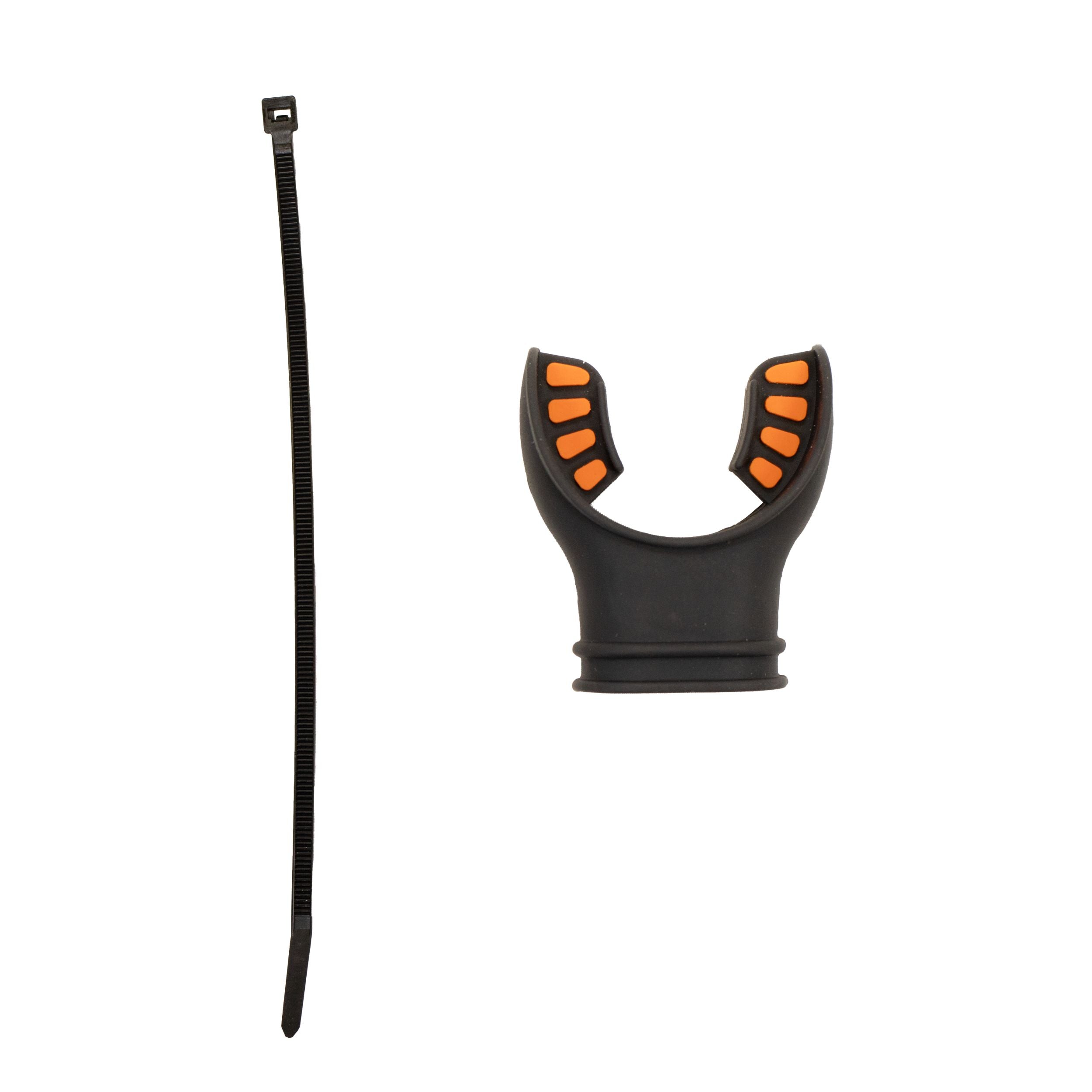 Scuba Diving Black Silicone Octopus Snorkel Mouthpiece Color Tab & Regulator Tie