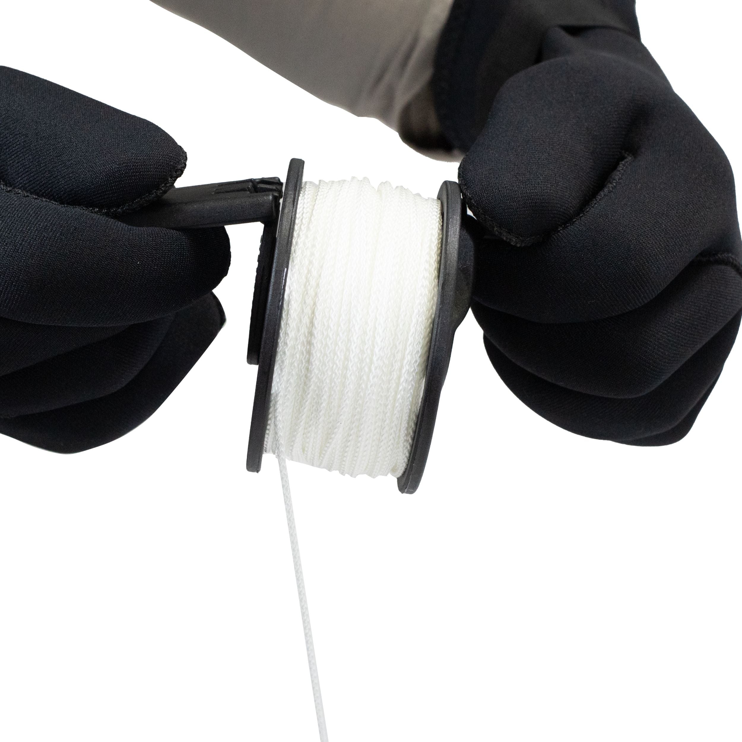 Scuba Diving Dive Compact Finger Spool Reel w/ Plastic Handle 100ft - White Line