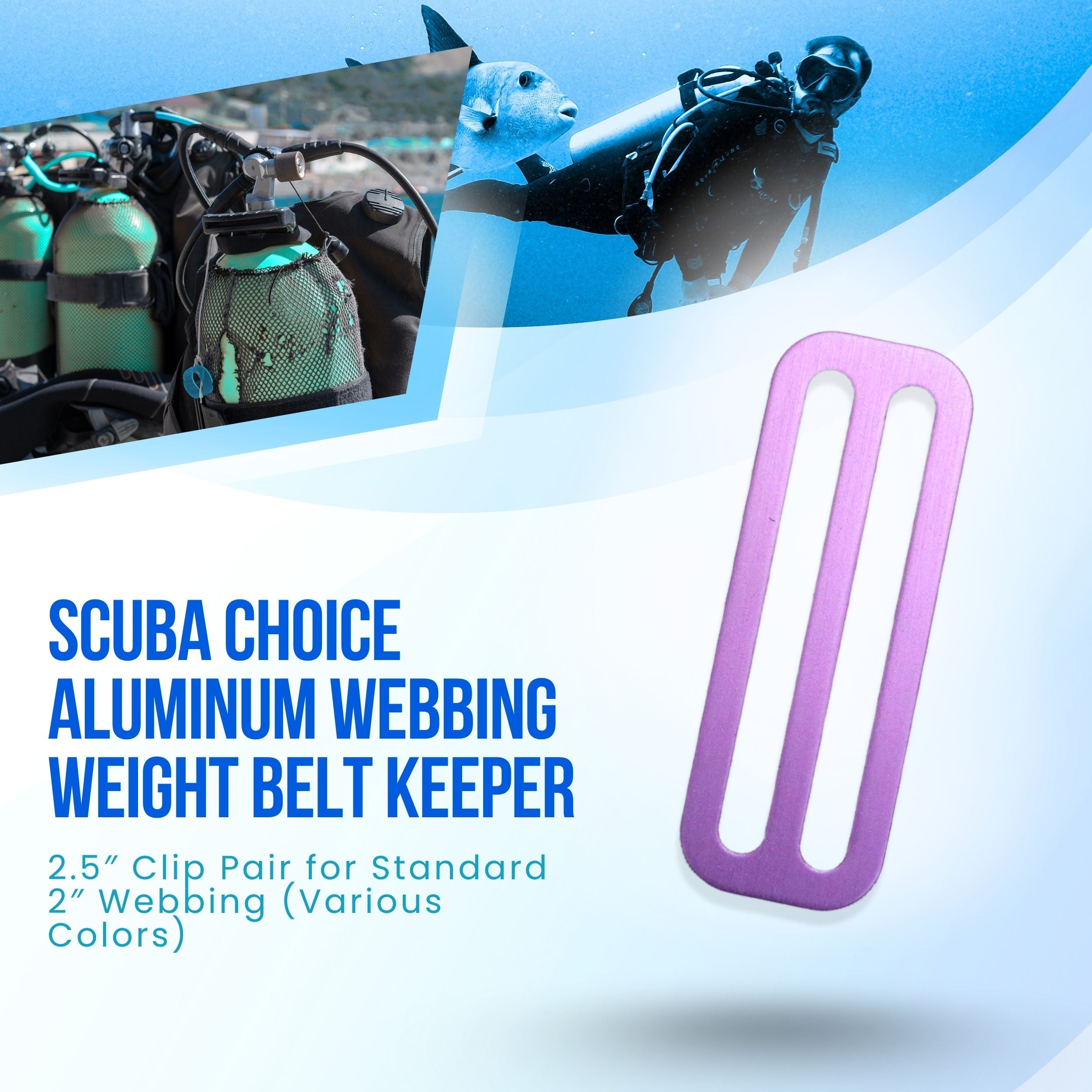 Scuba Diving Aluminum Webbing Weight Belt Keeper Pair