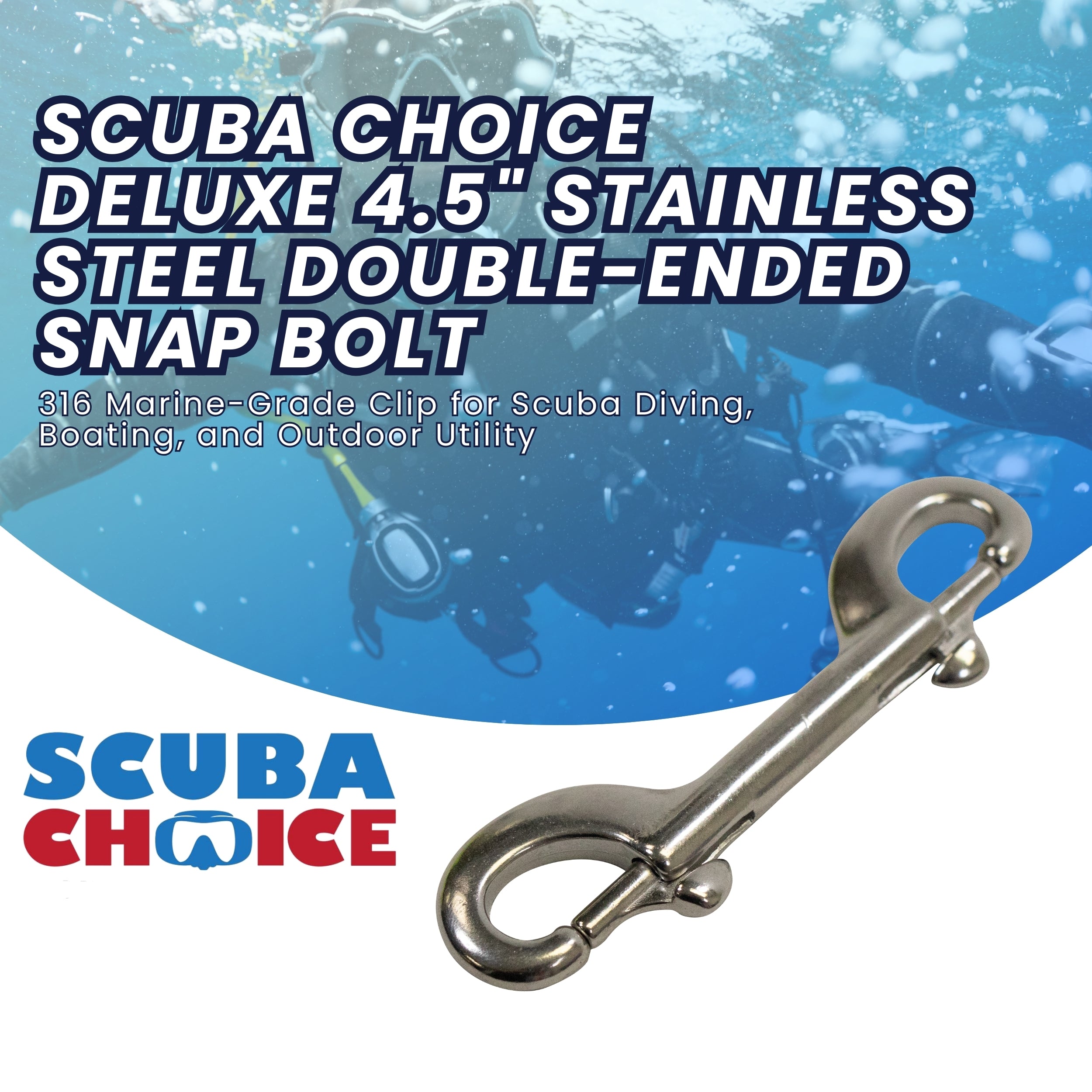 Scuba Dive Deluxe 4.5" Stainless Steel Double Ended Snap Bolt