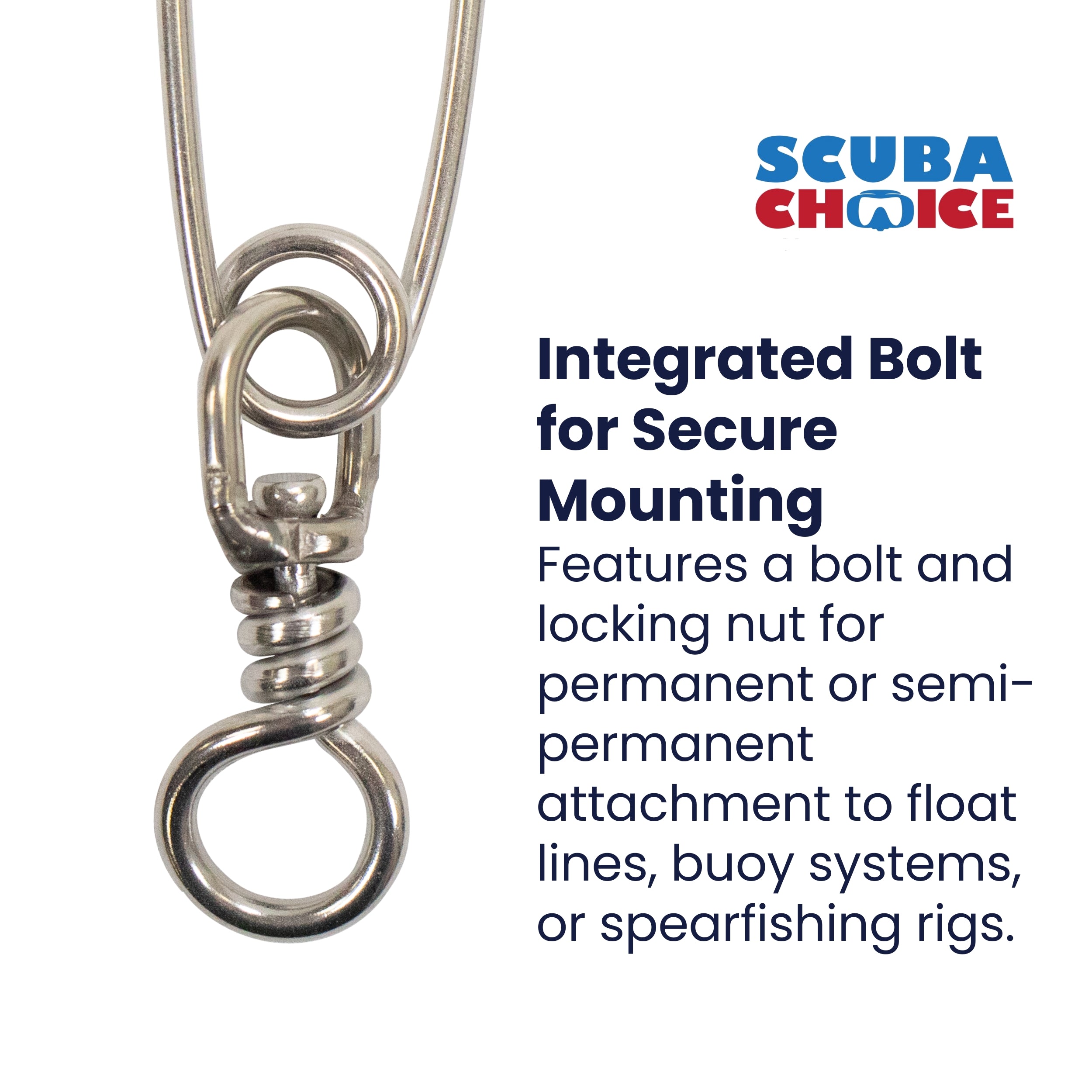 Scuba Diving Spearfishing Stainless Steel Shark Clip with Bolt