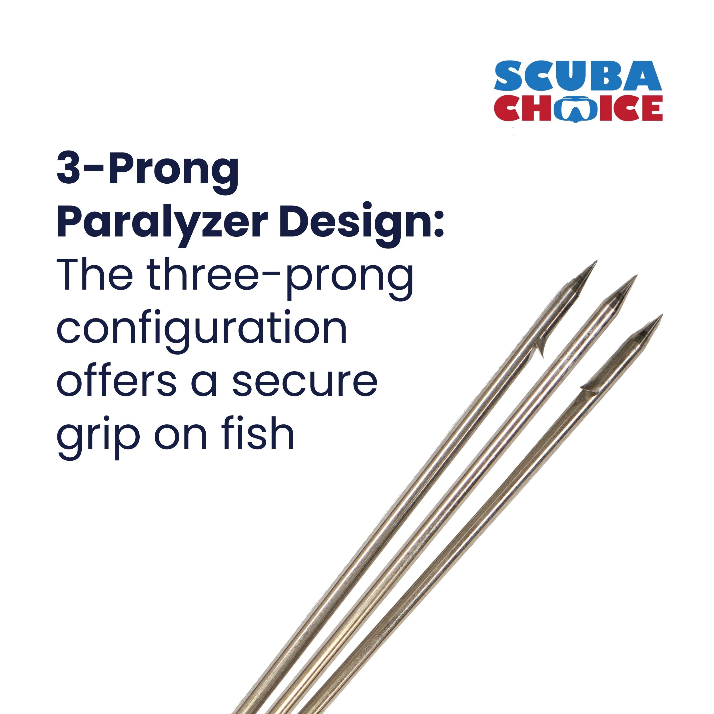 Spearfishing 12" Stainless Steel Pole Spear Tip 3 Prong Head Paralyzer