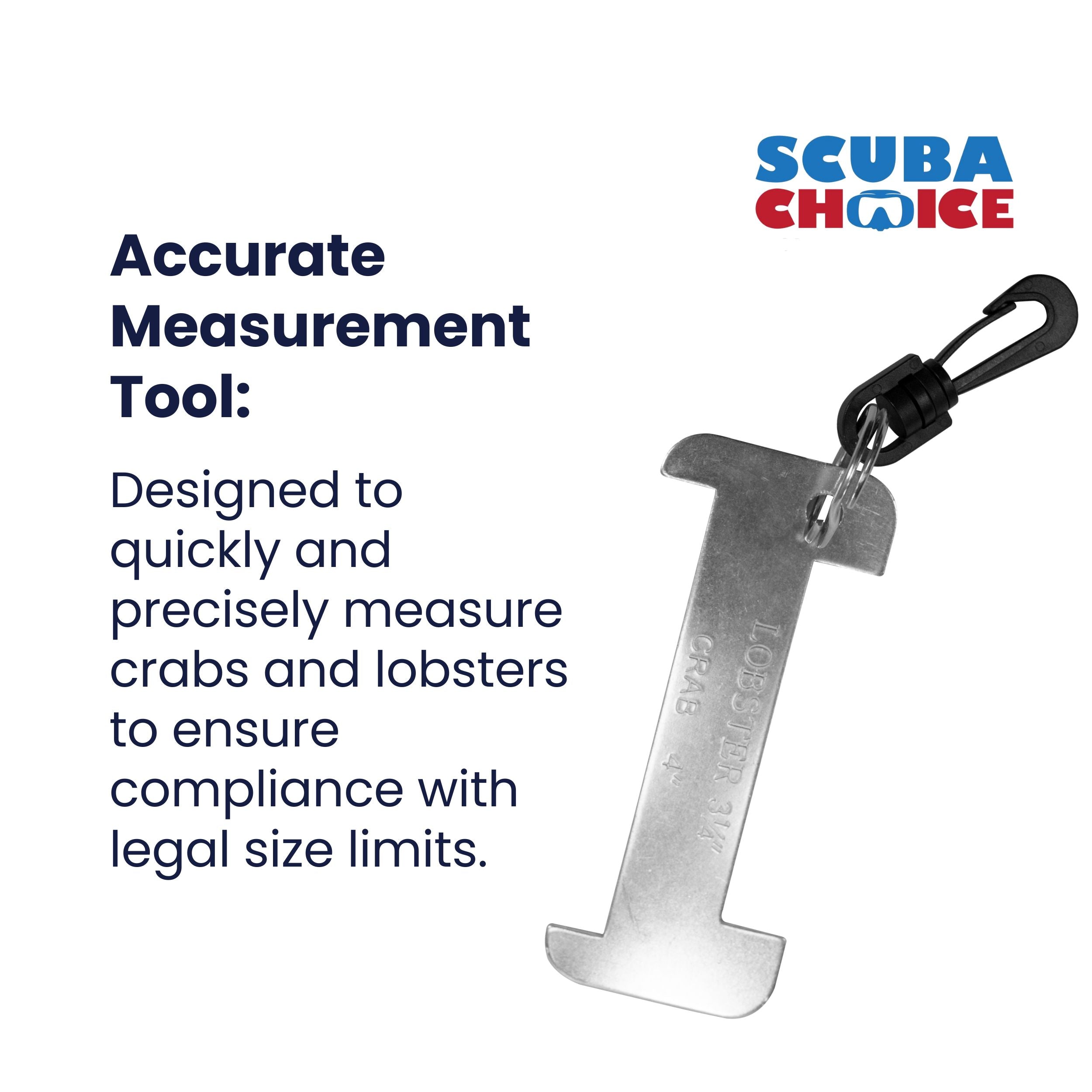 Scuba Diving 5" Aluminum Crab & Lobster Gauge with Clip