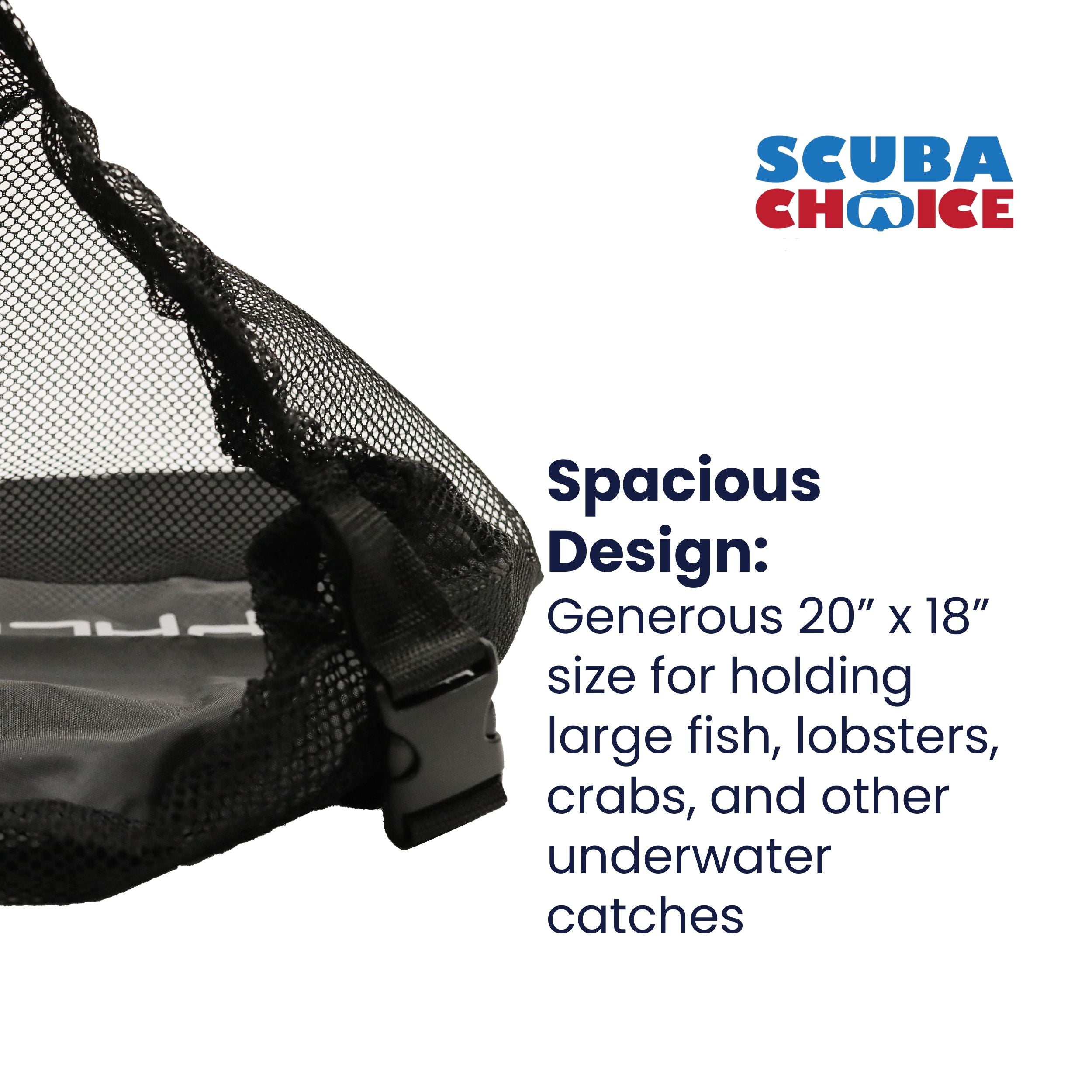 Spearfishing Palantic Large Fish Lobster Catch Bag 20" x 18" with Waist Strap