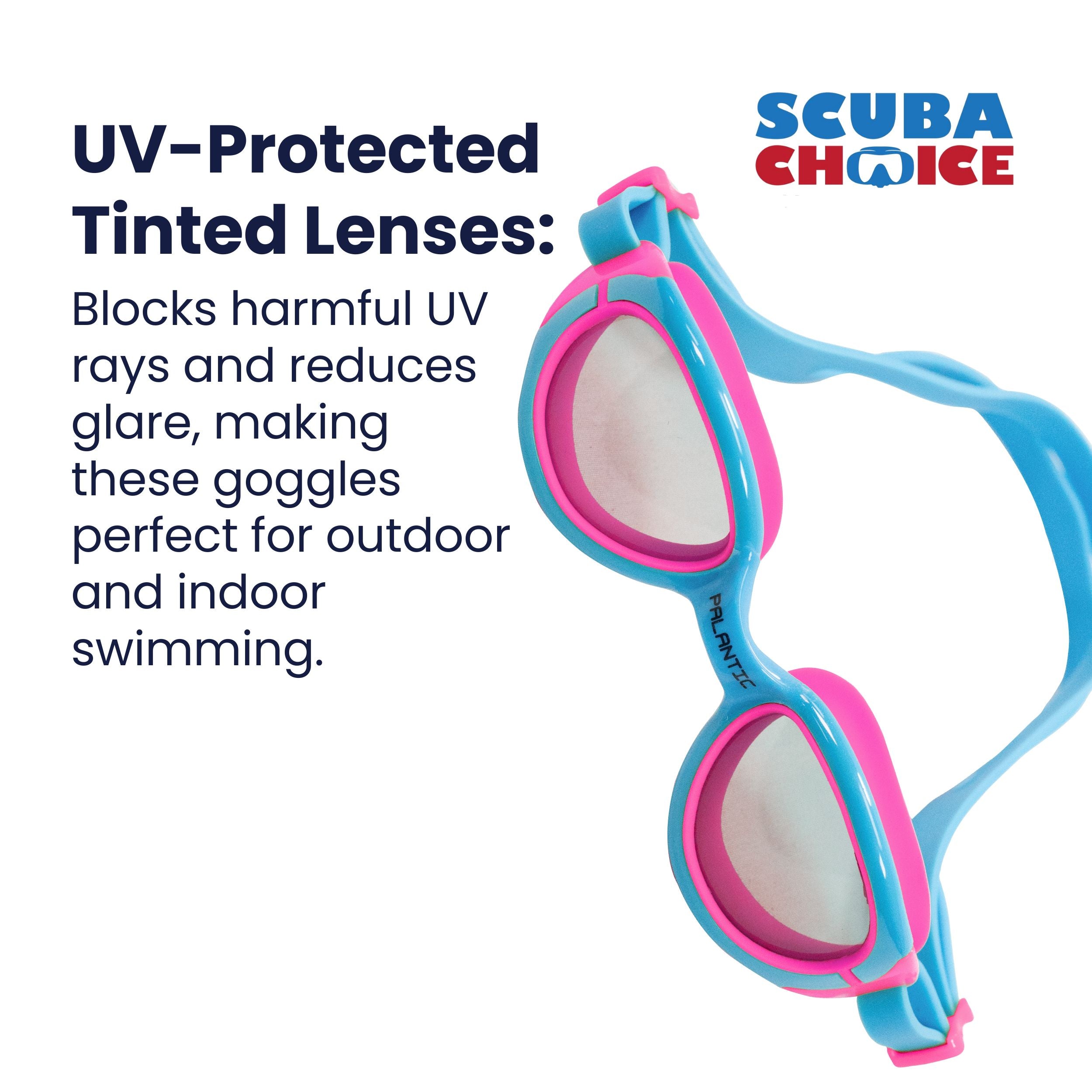 Palantic Jr. Silicone Swim Goggles, Blue/Pink