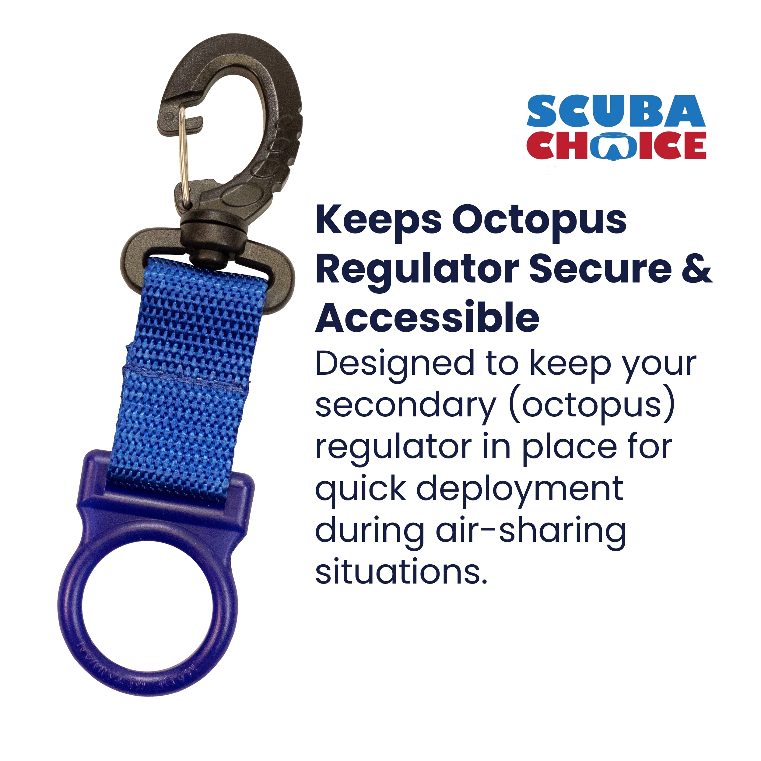 Scuba Diving Regulator Octopus Holder with 1" Webbing and Clip