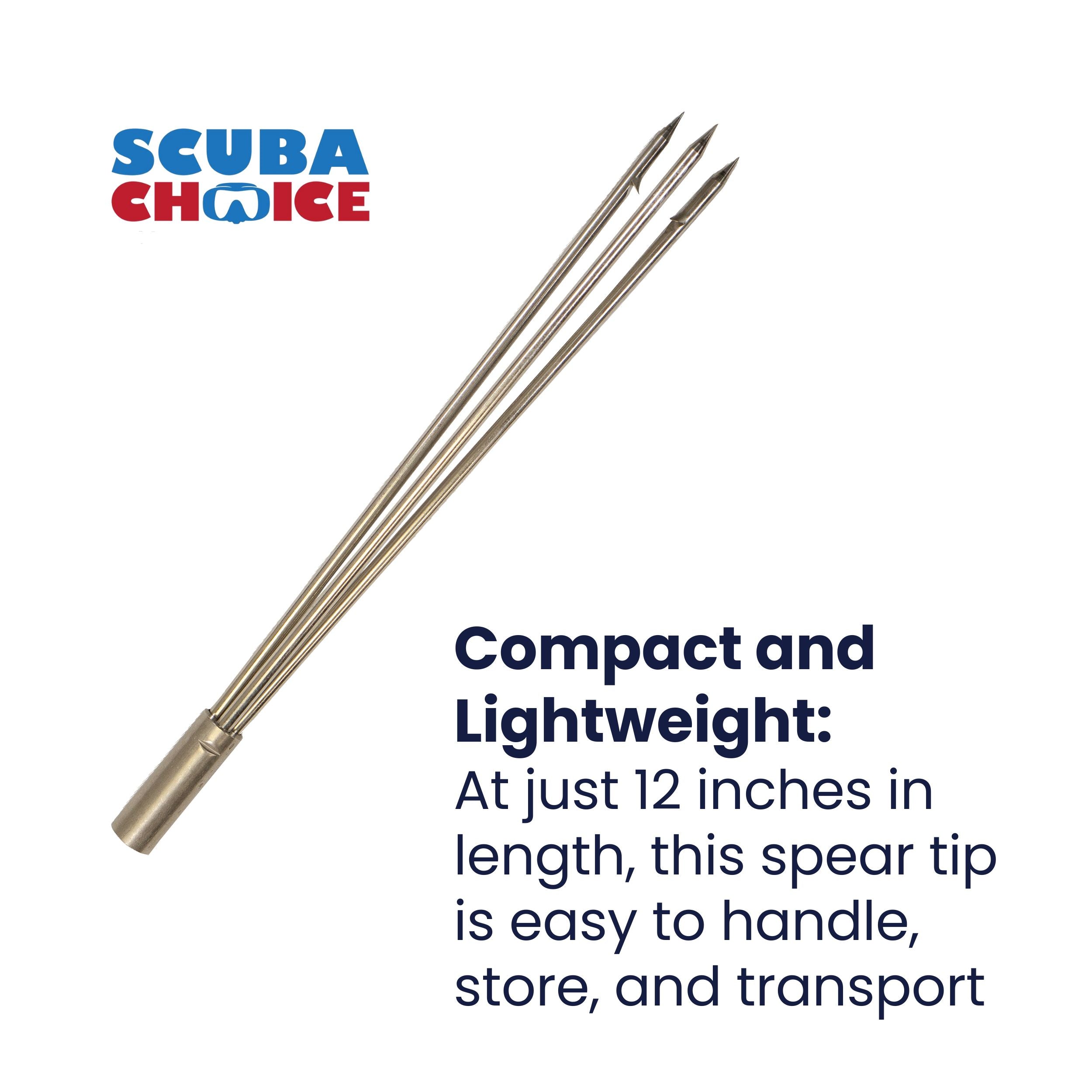 Spearfishing 12" Stainless Steel Pole Spear Tip 3 Prong Head Paralyzer