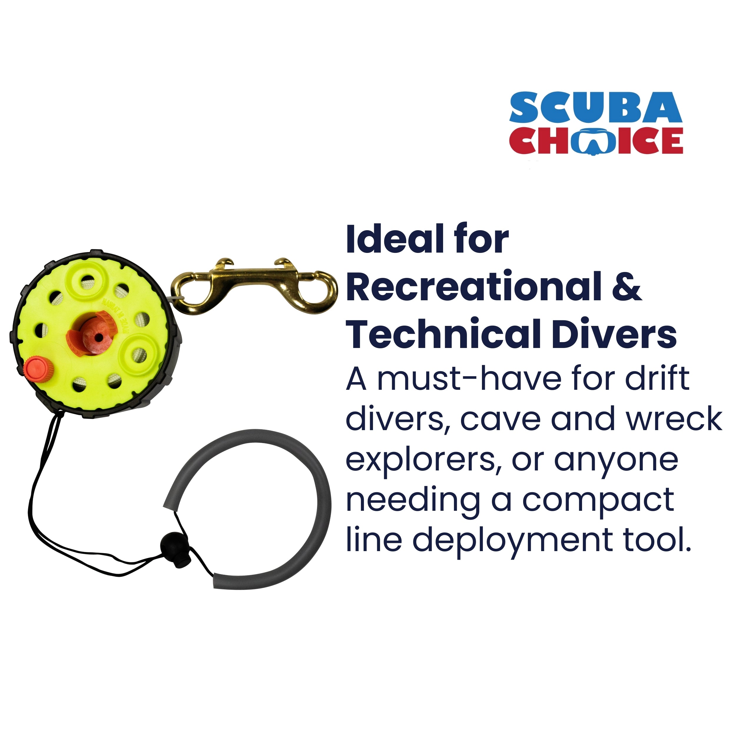 Scuba Dive 100FT Finger Reel Spool w/ Spin/Lock Latch, and Lanyard