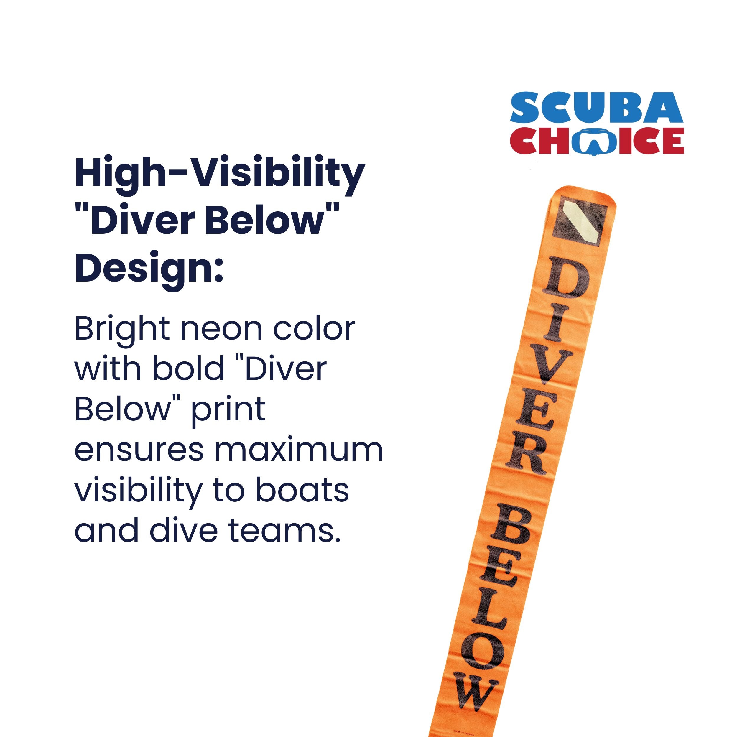 Scuba Choice Diver Below 6ft Surface Marker with Pouch & Whistle