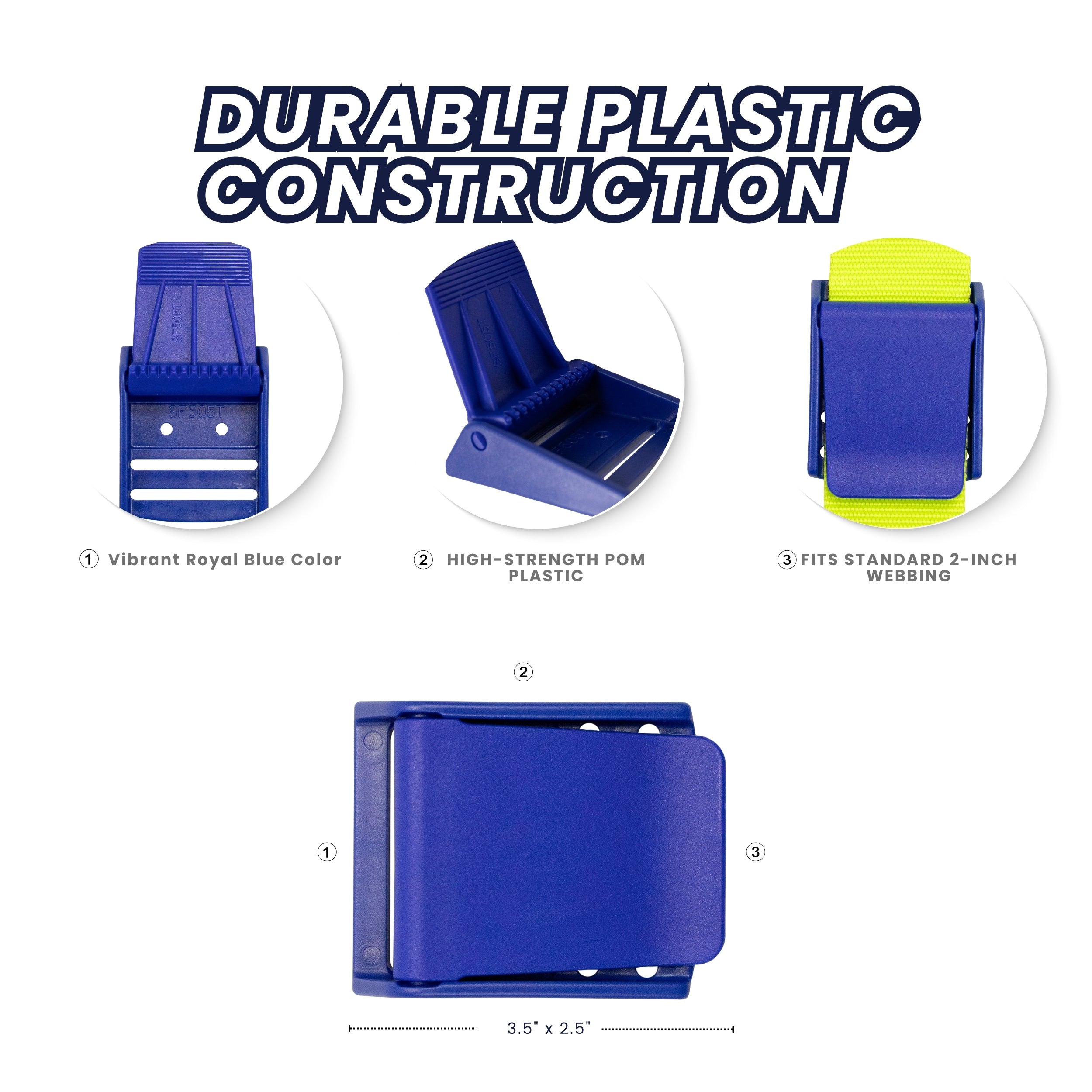 Scuba Diving Dive Plastic Weight Webbing Belt Buckle Royal Blue