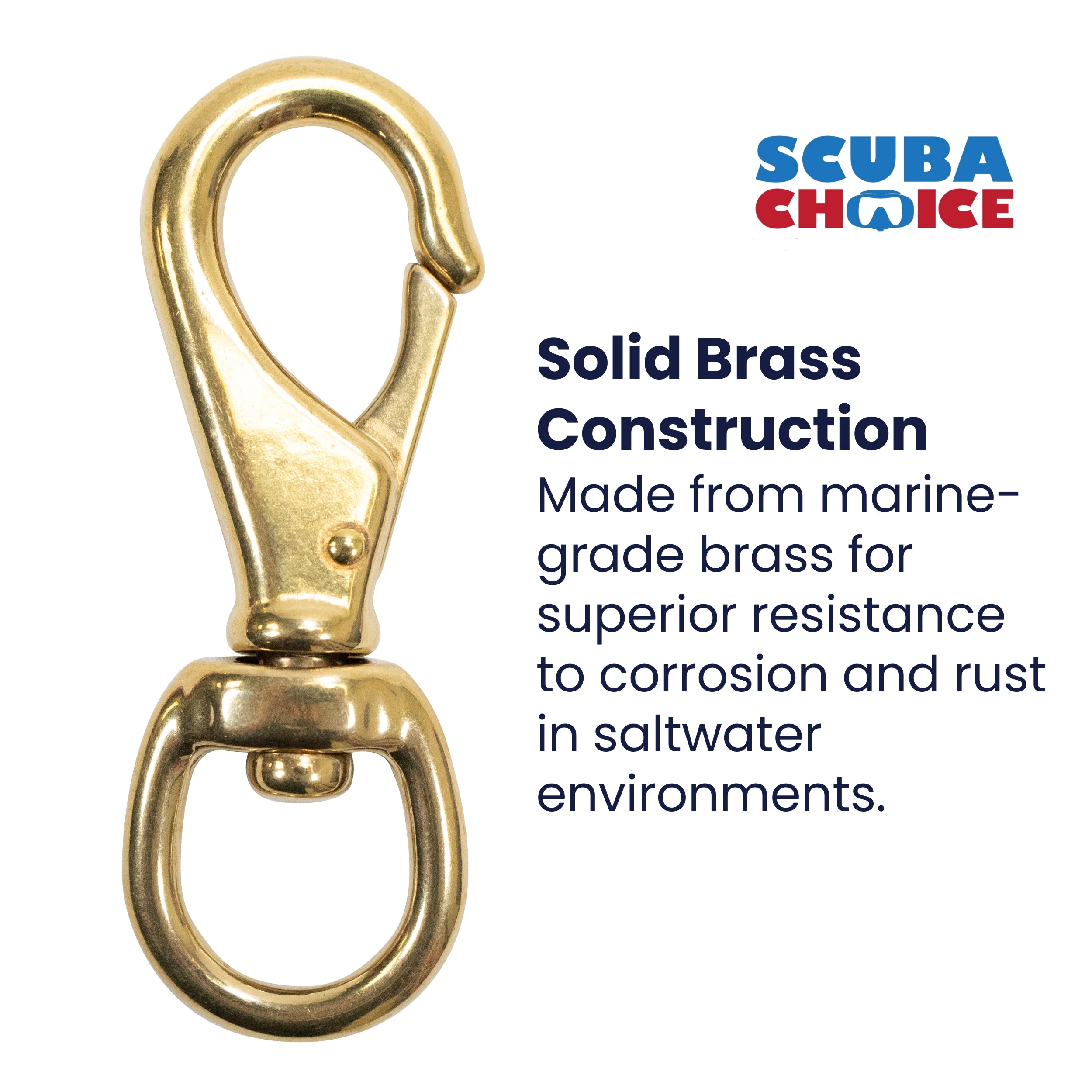 Scuba Choice 3-5/8" Brass Swivel Eye Snap Hook Clip #2, 12.9mm Opening