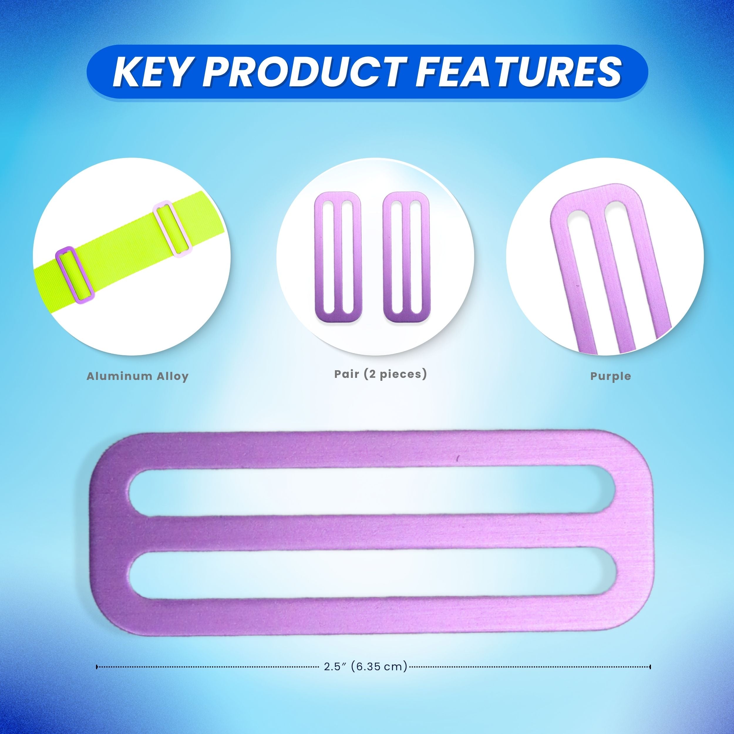 Scuba Diving Aluminum Webbing Weight Belt Keeper Pair