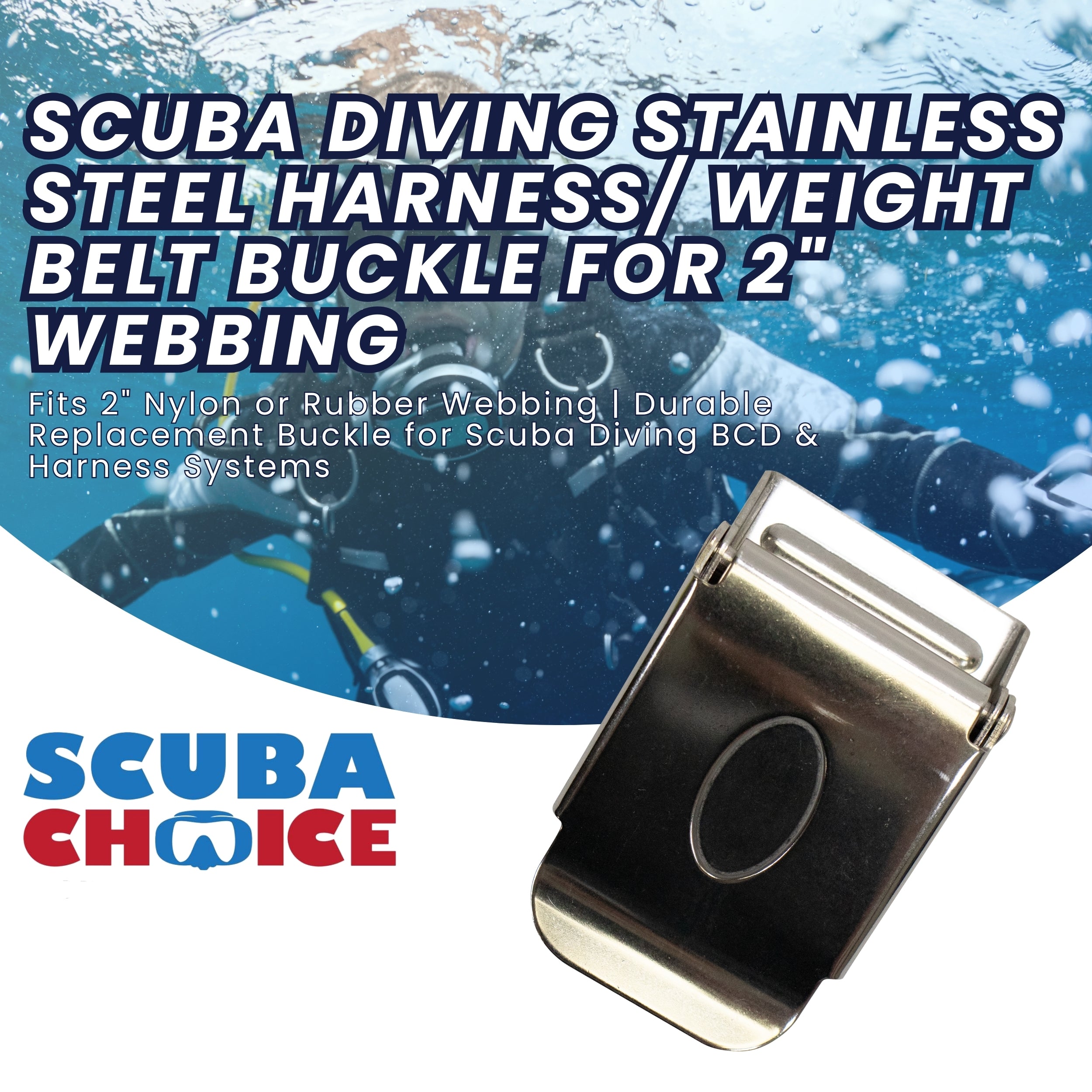 Scuba Diving Stainless Steel Harness/ Weight Belt Buckle for 2" Webbing