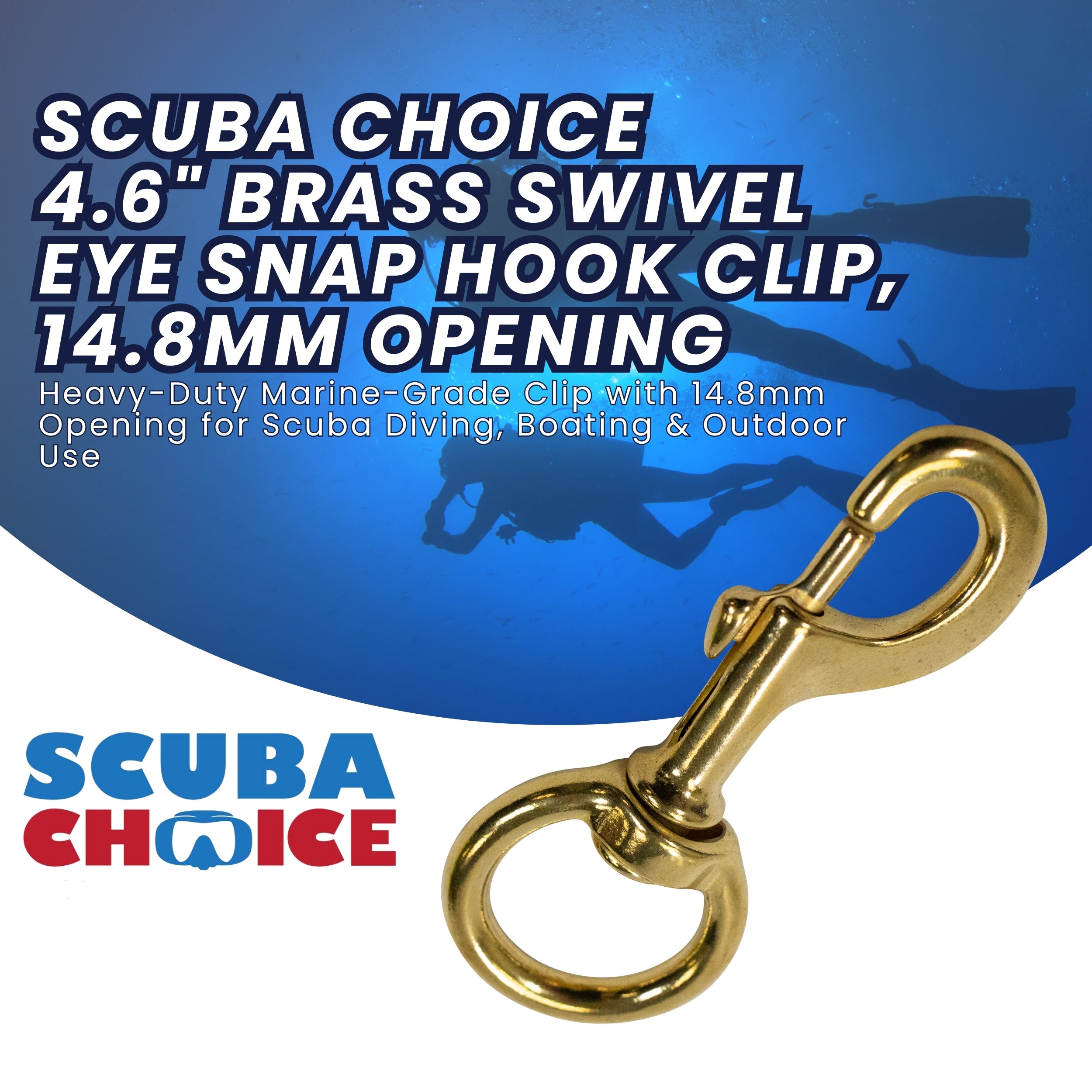 Scuba Choice 4.6" Brass Swivel Eye Snap Hook Clip, 14.8mm Opening