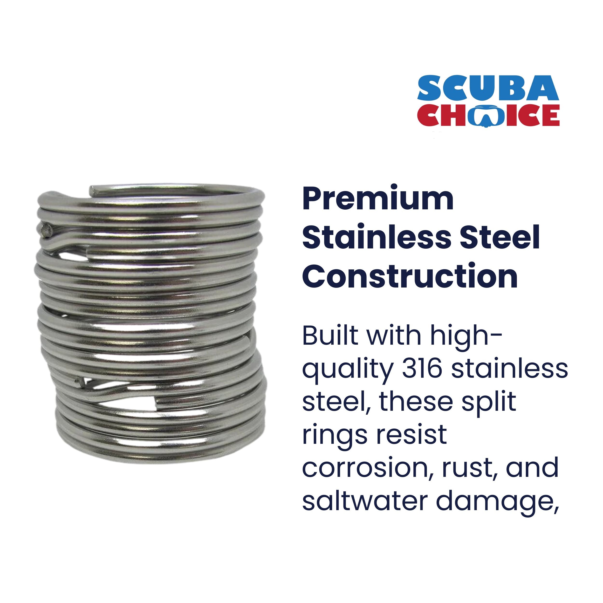 Scuba Diving 32.3mm Stainless Steel 2mm Split Ring for BCD attachment 10pc Pack