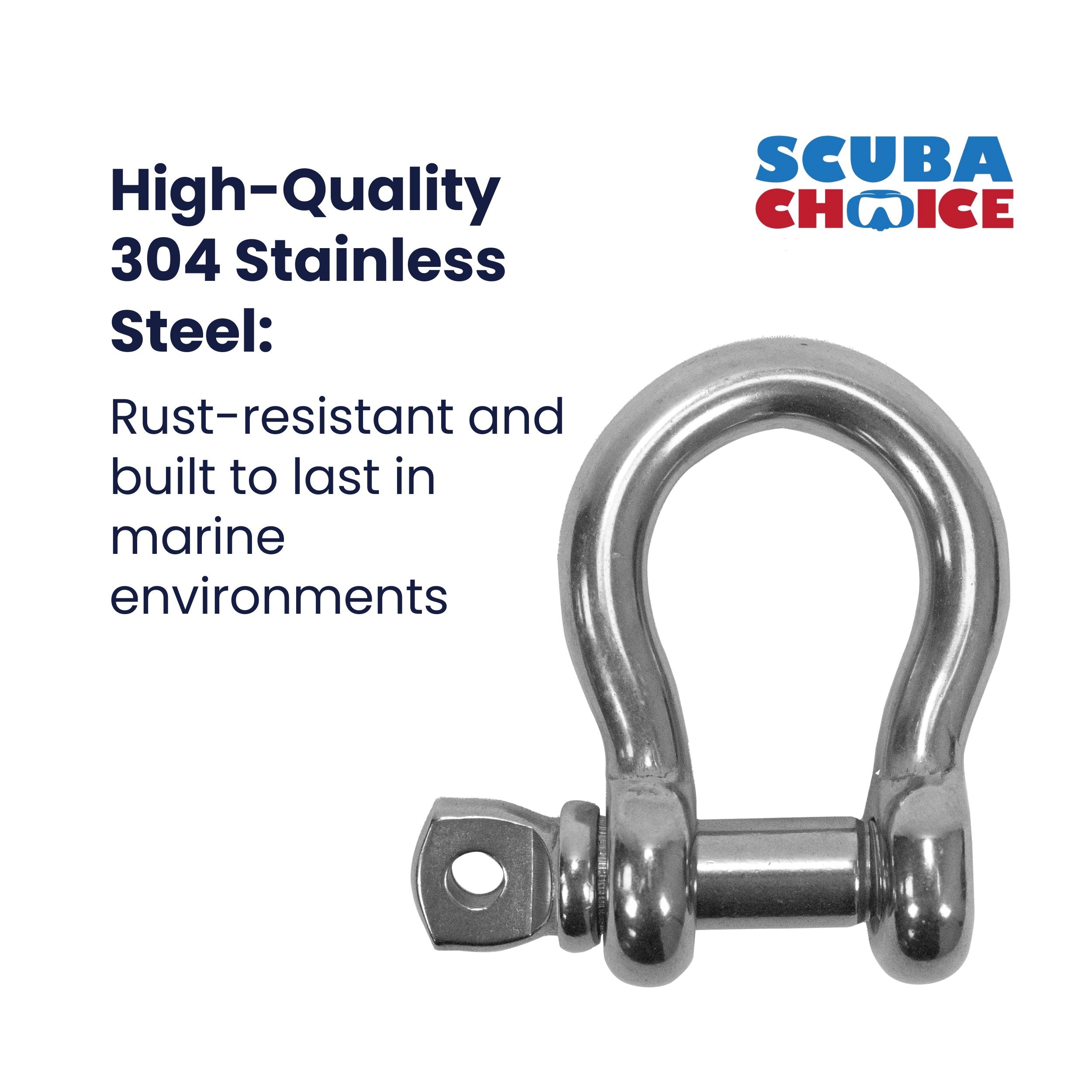 Scuba Choice 304 Stainless Steel Bow Shackle Screw Pin