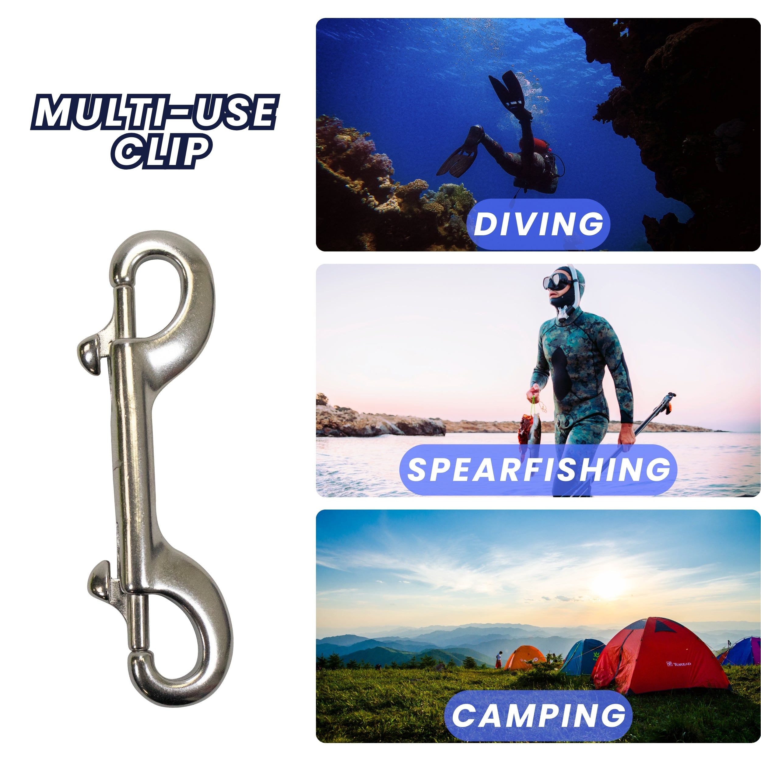 Scuba Dive Deluxe 4.5" Stainless Steel Double Ended Snap Bolt
