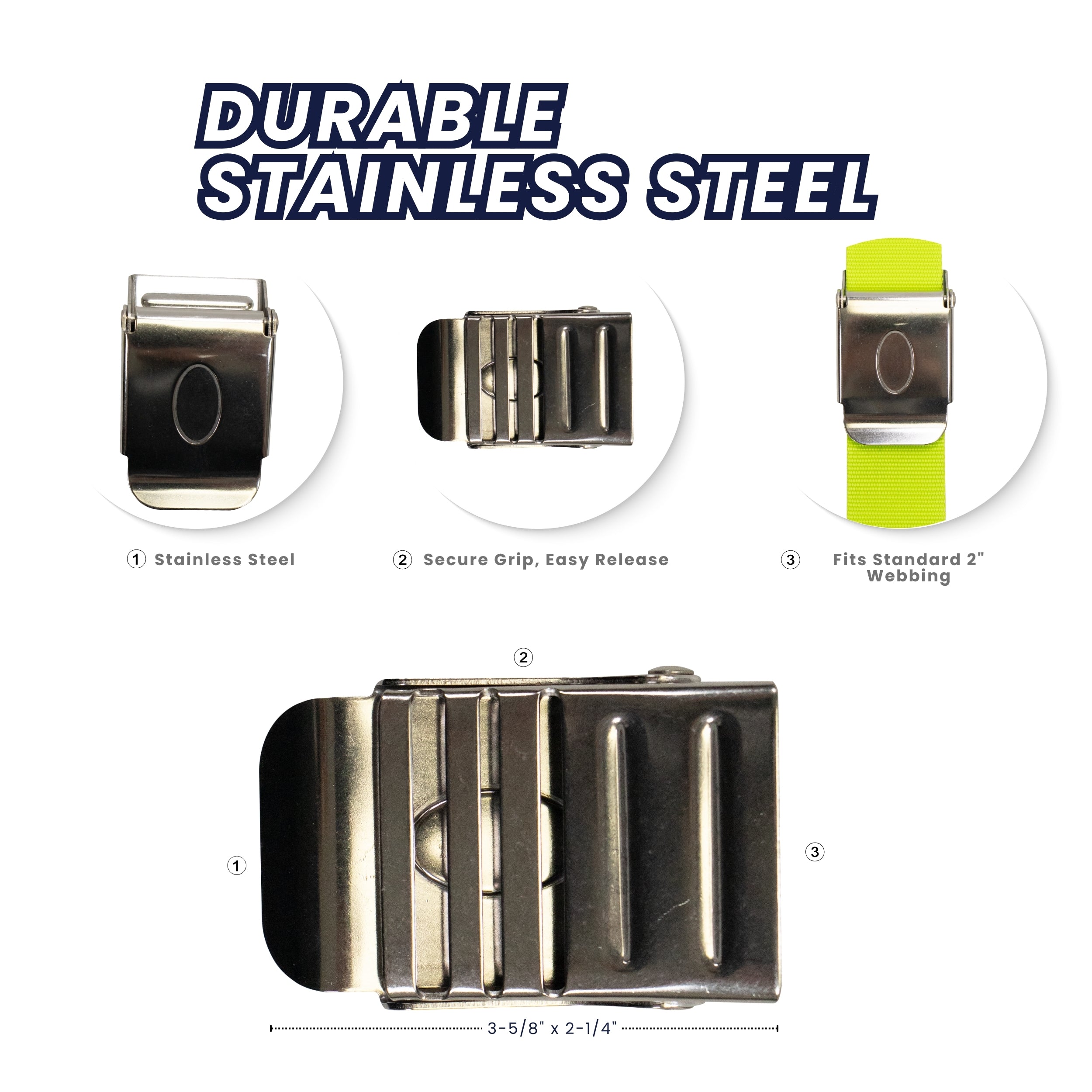 Scuba Diving Stainless Steel Harness/ Weight Belt Buckle for 2" Webbing