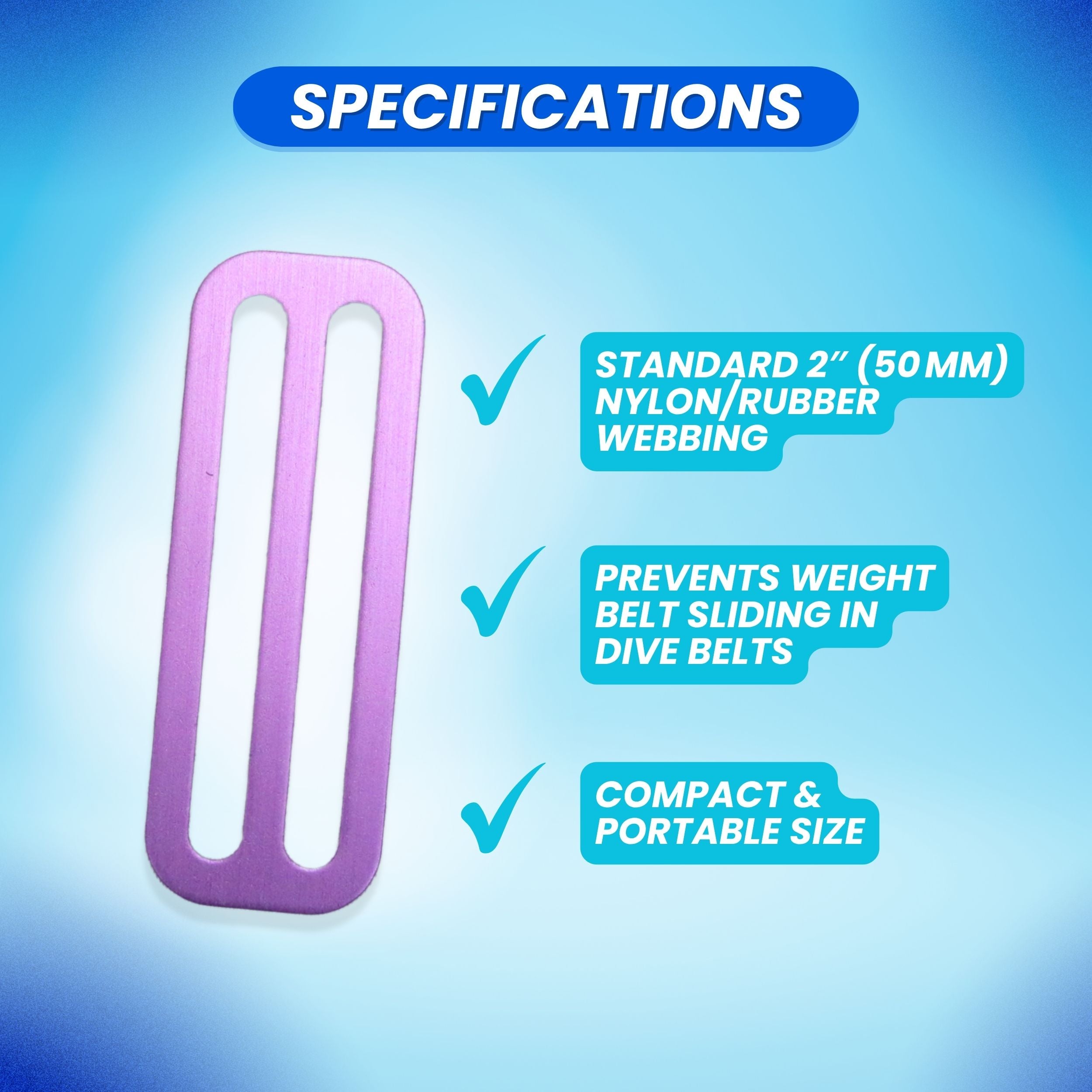 Scuba Diving Aluminum Webbing Weight Belt Keeper Pair