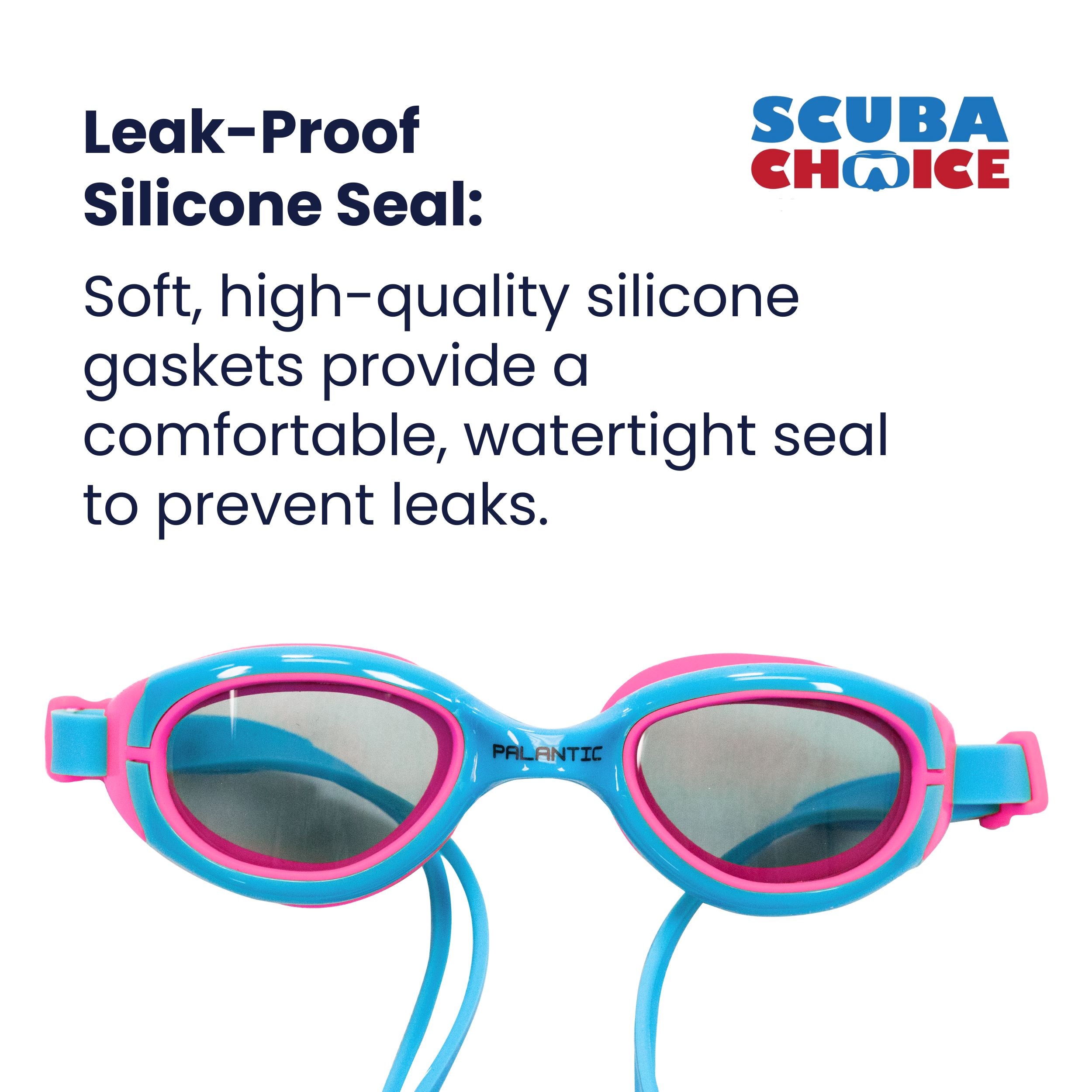 Palantic Jr. Silicone Swim Goggles, Blue/Pink