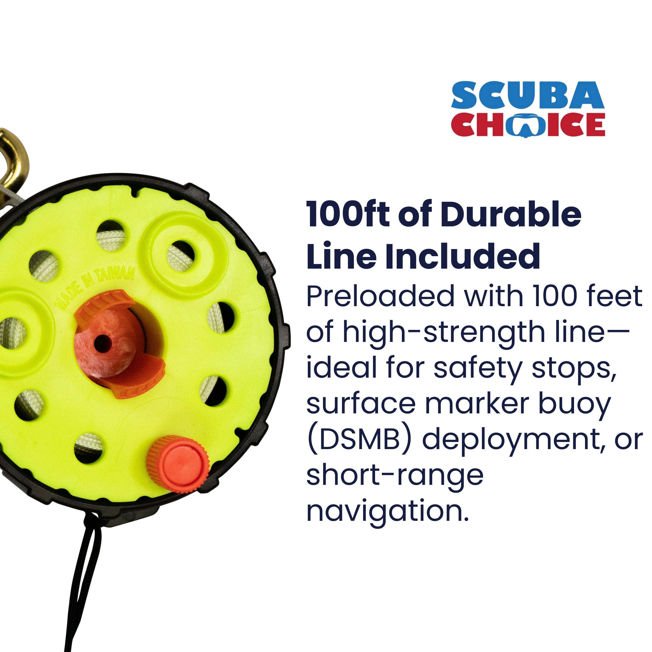 Scuba Dive 100FT Finger Reel Spool w/ Spin/Lock Latch, and Lanyard