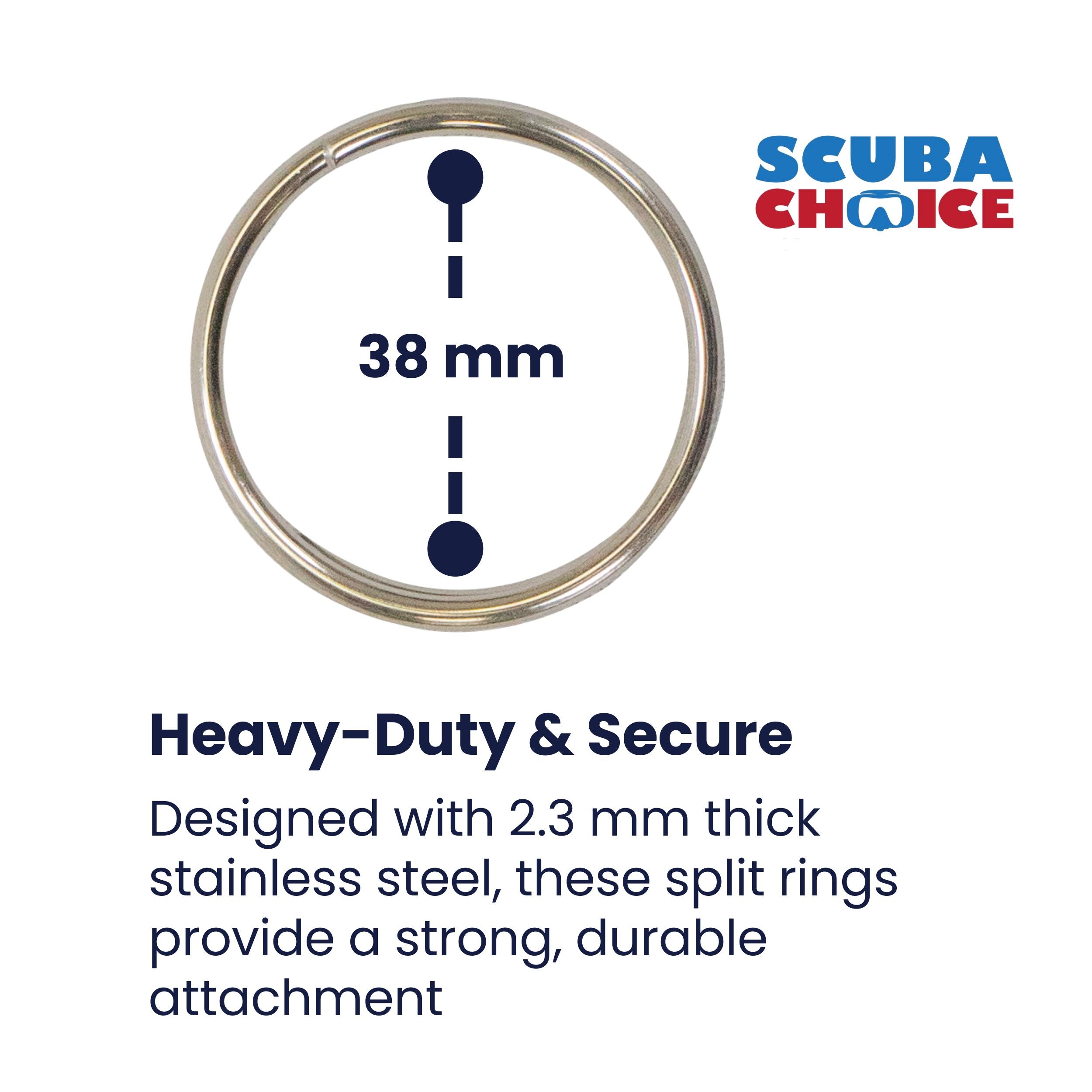 Scuba Diving 38mm Stainless Steel 2.3mm Split Ring for BCD attachment 10pc Pack