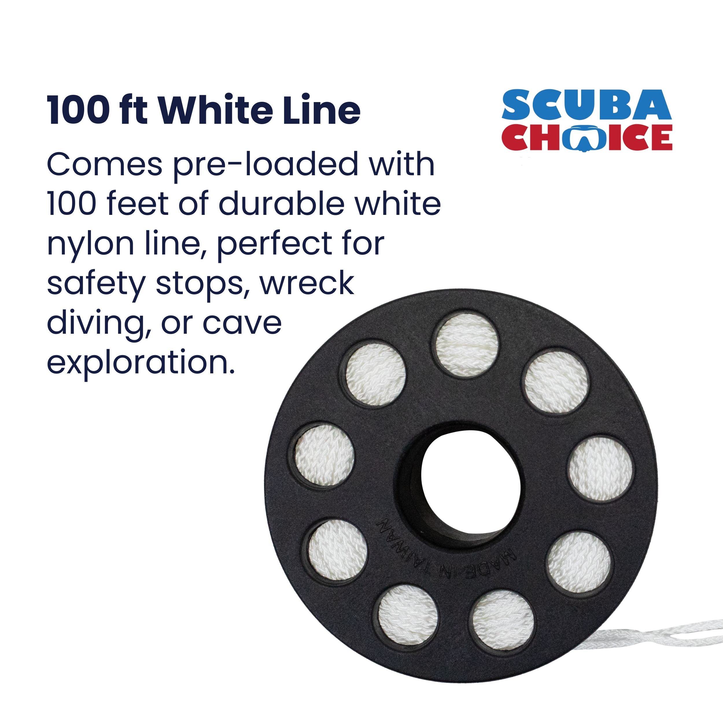 Scuba Diving Dive Compact Finger Spool Reel 100ft - White Line