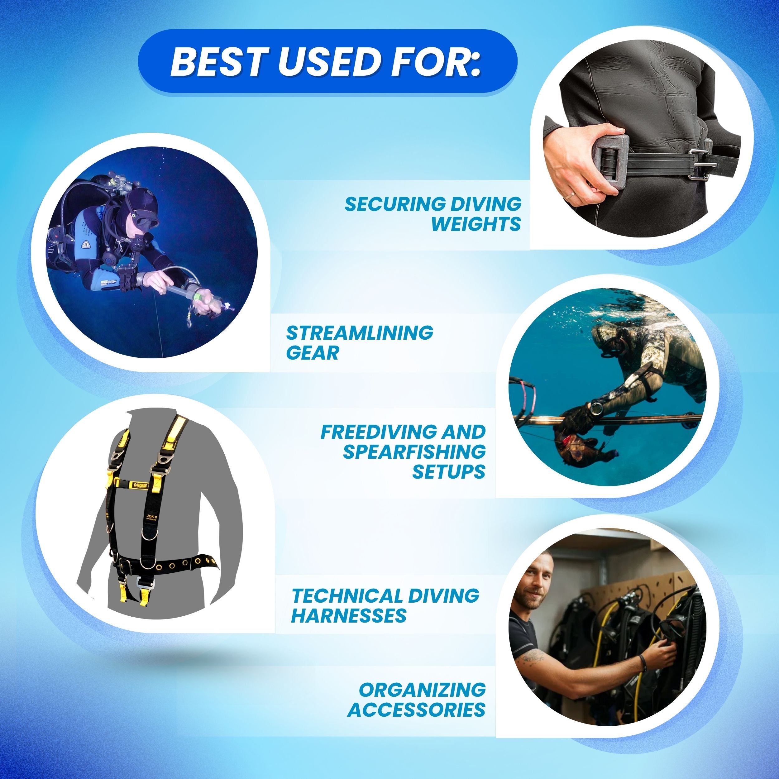 Scuba Diving Aluminum Webbing Weight Belt Keeper Pair