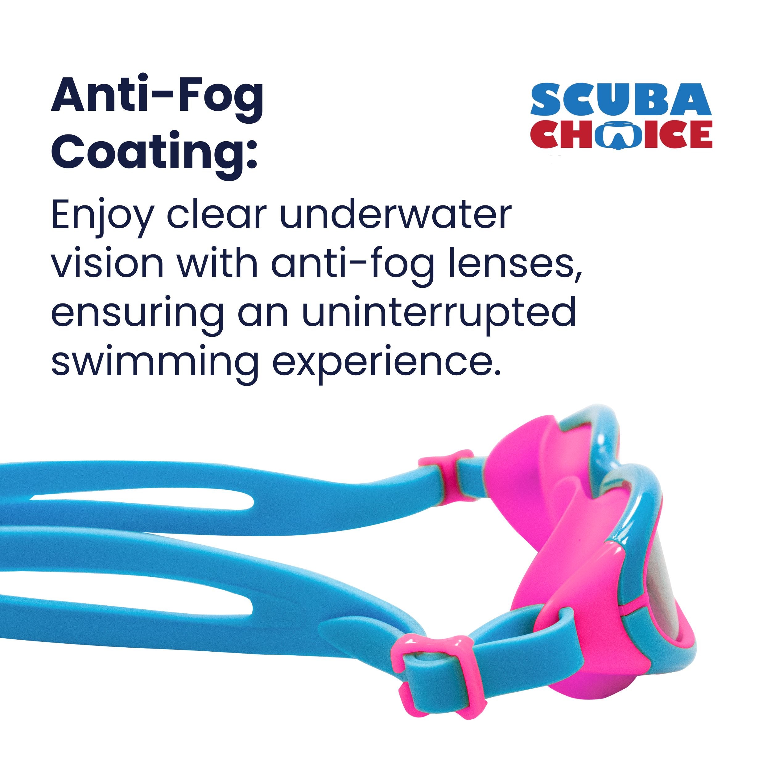 Palantic Jr. Silicone Swim Goggles, Blue/Pink