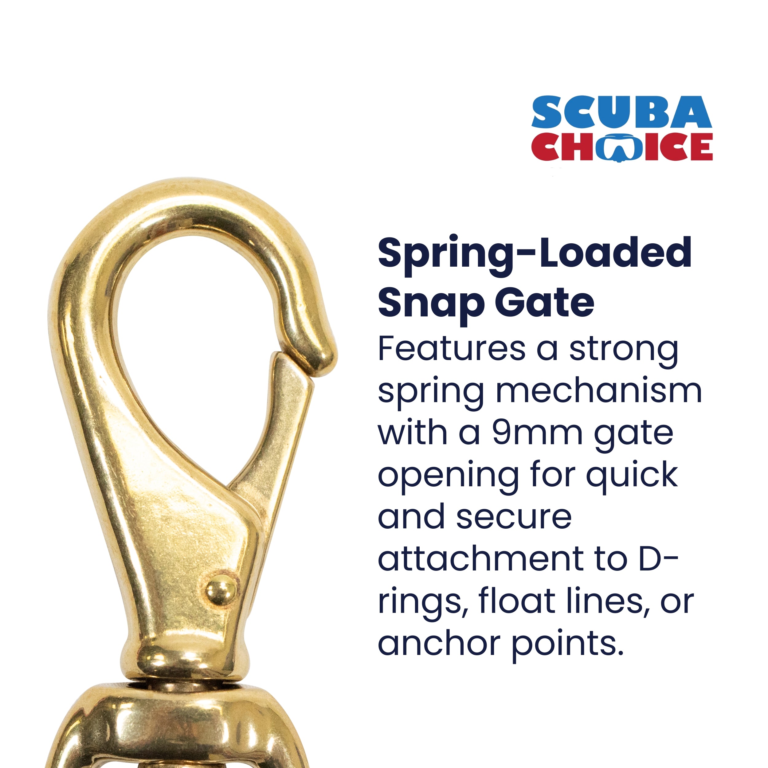 Scuba Choice 3-5/8" Brass Swivel Eye Snap Hook Clip #2, 12.9mm Opening
