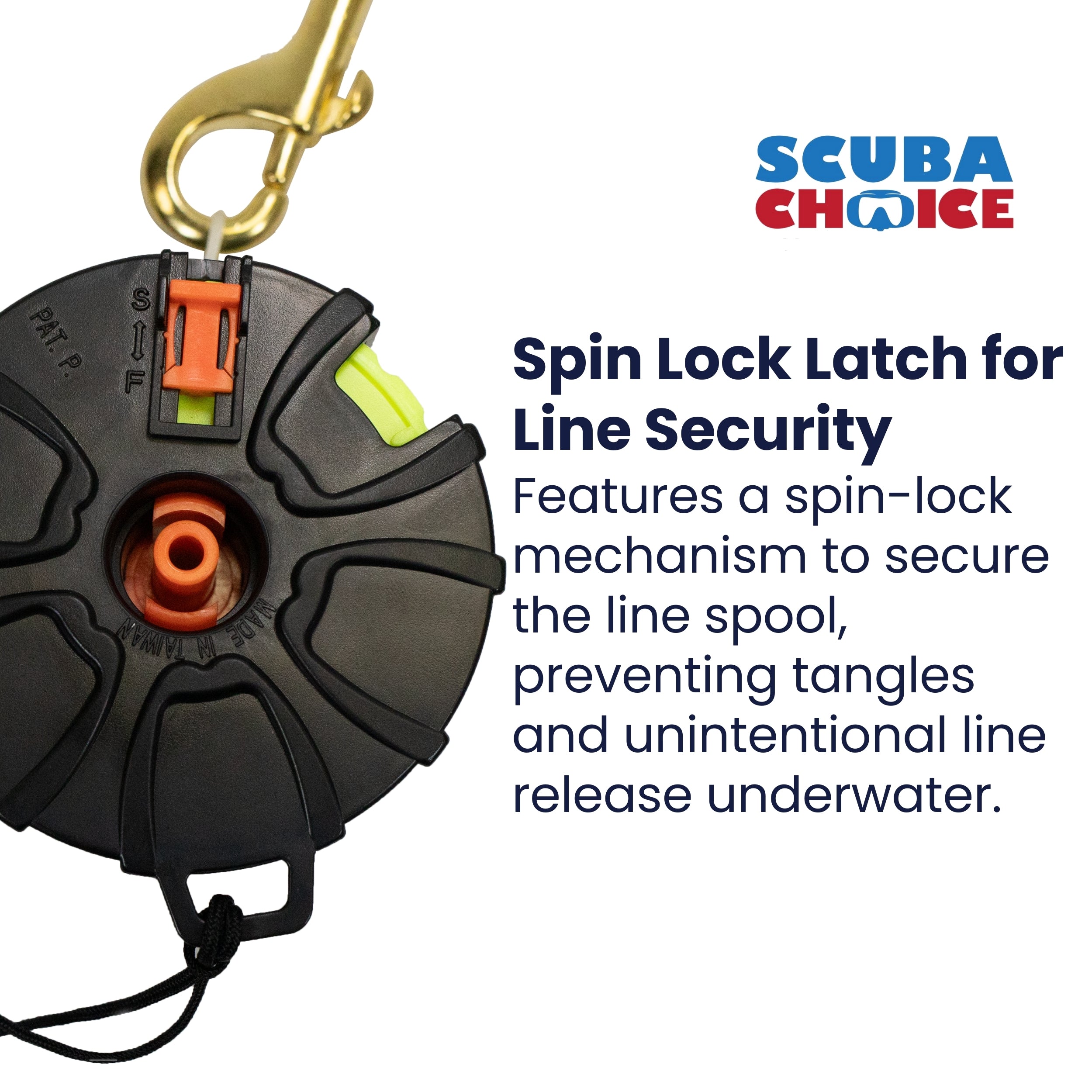 Scuba Dive 100FT Finger Reel Spool w/ Spin/Lock Latch, and Lanyard