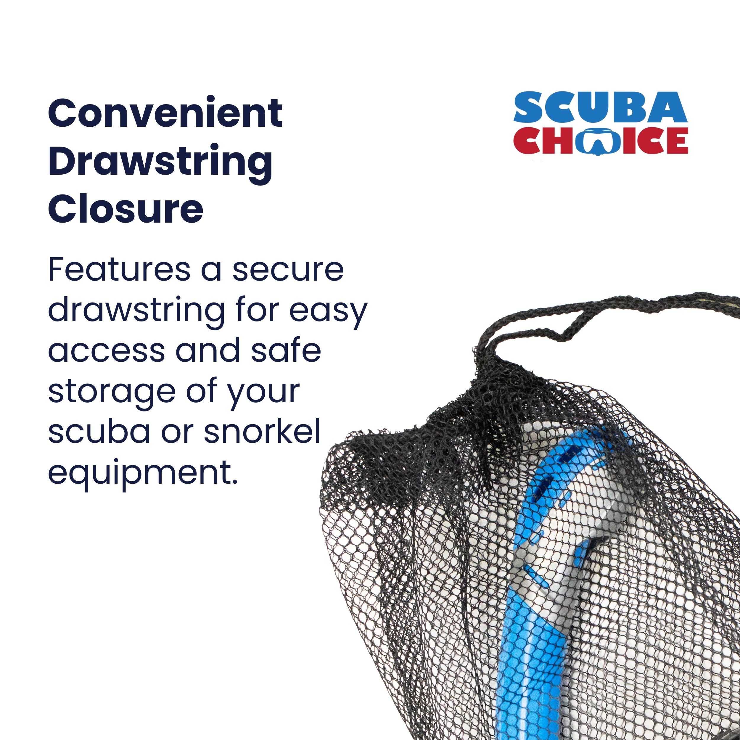 Scuba Choice Diving Snorkeling Drawstring Mesh Bag w/ Red Bar- 19" x 9"