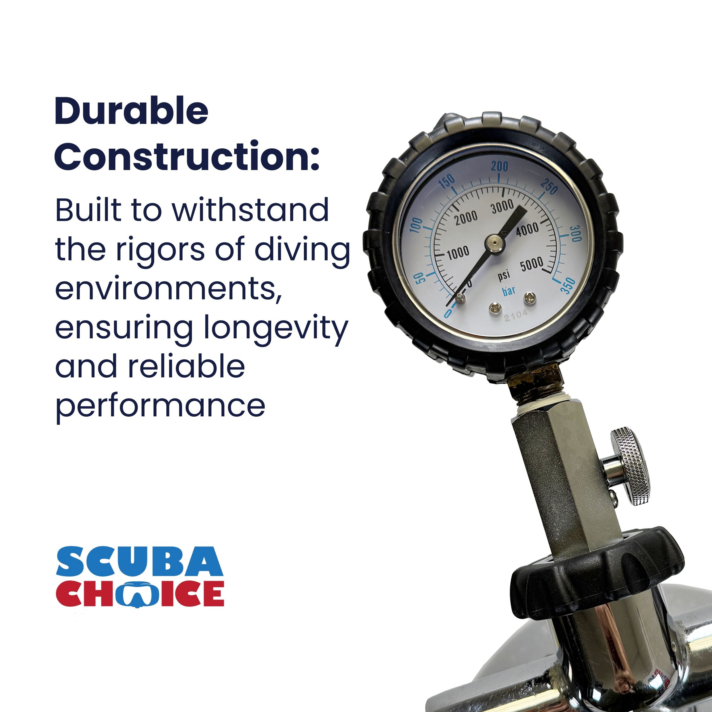 Scuba Choice Diving DIN Tank Pressure Checker 5000 PSI 350 BAR