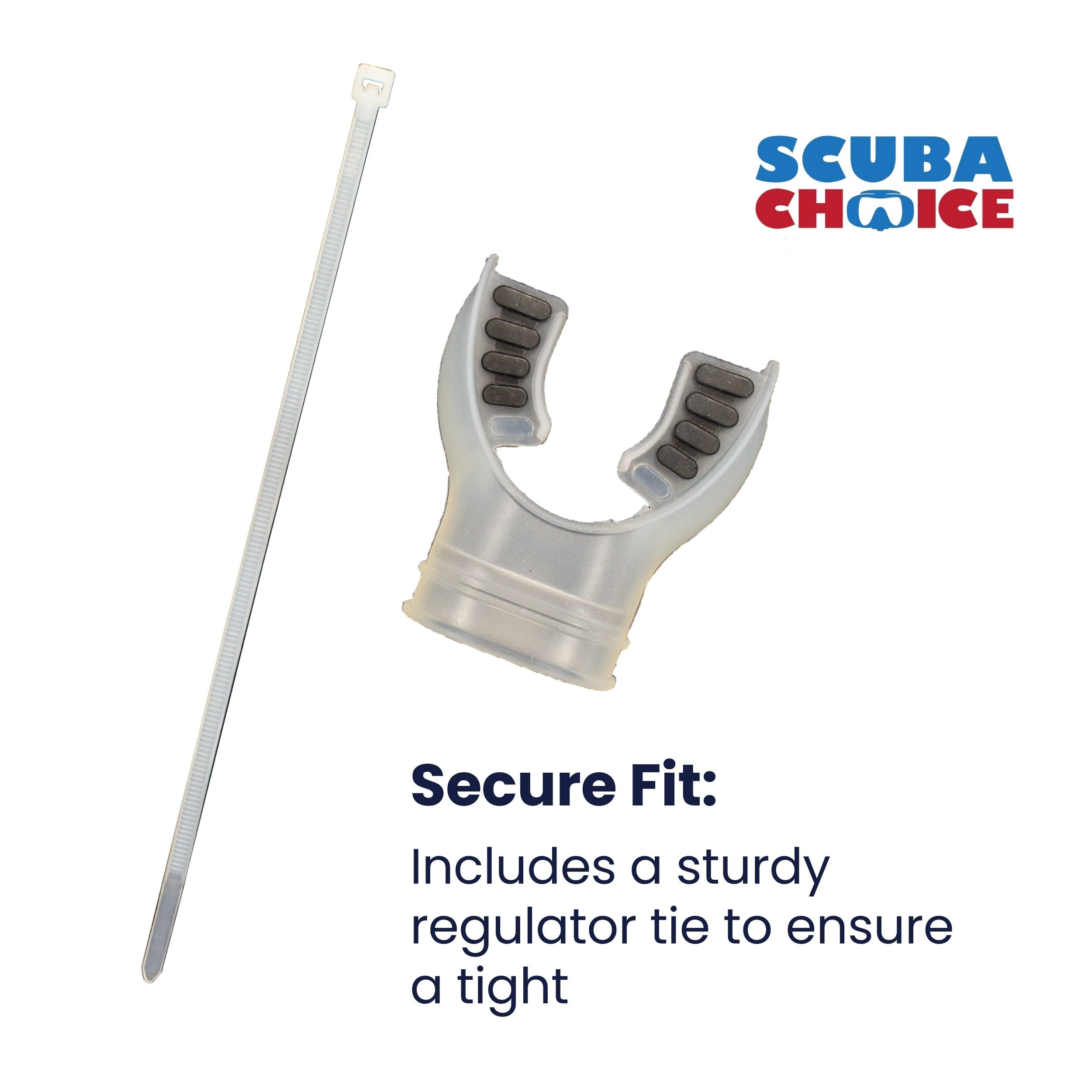 Scuba Diving Clear Silicone Octopus Snorkel Mouthpiece Color Tab & Regulator Tie