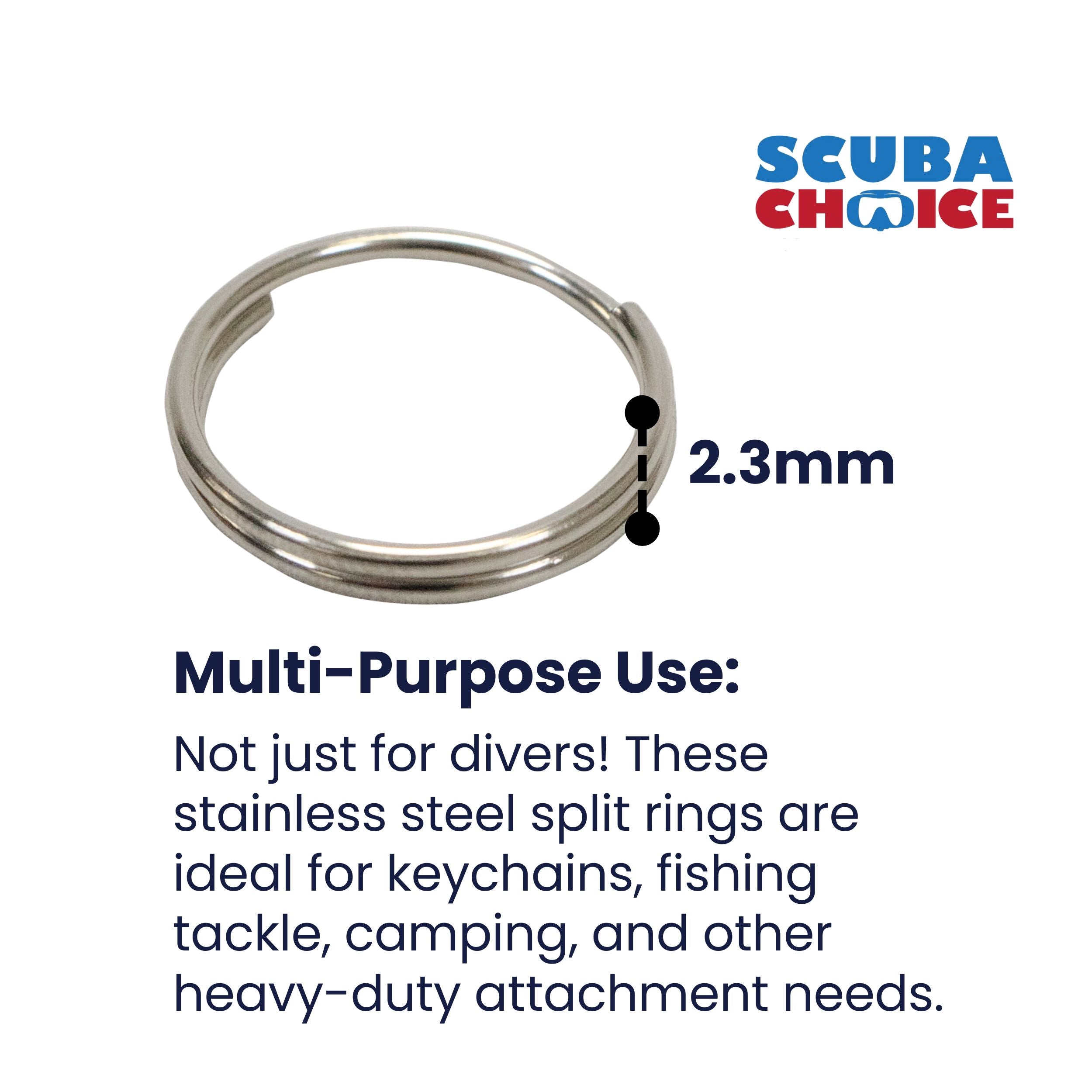 Scuba Diving 38mm Stainless Steel 2.3mm Split Ring for BCD attachment 10pc Pack