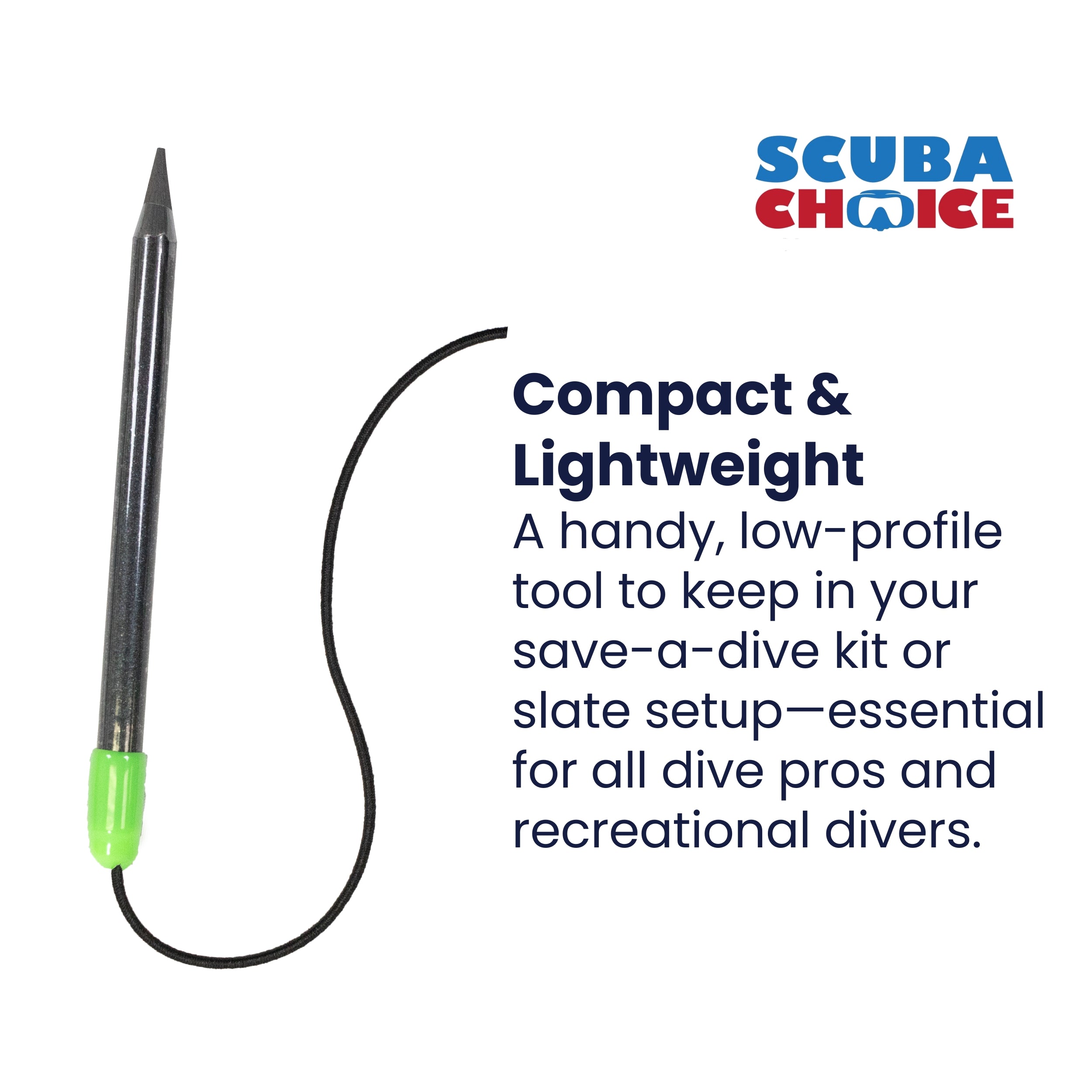 Scuba Dive Replacement Graphite Pencil for Writing Slate with Cap & Bungee