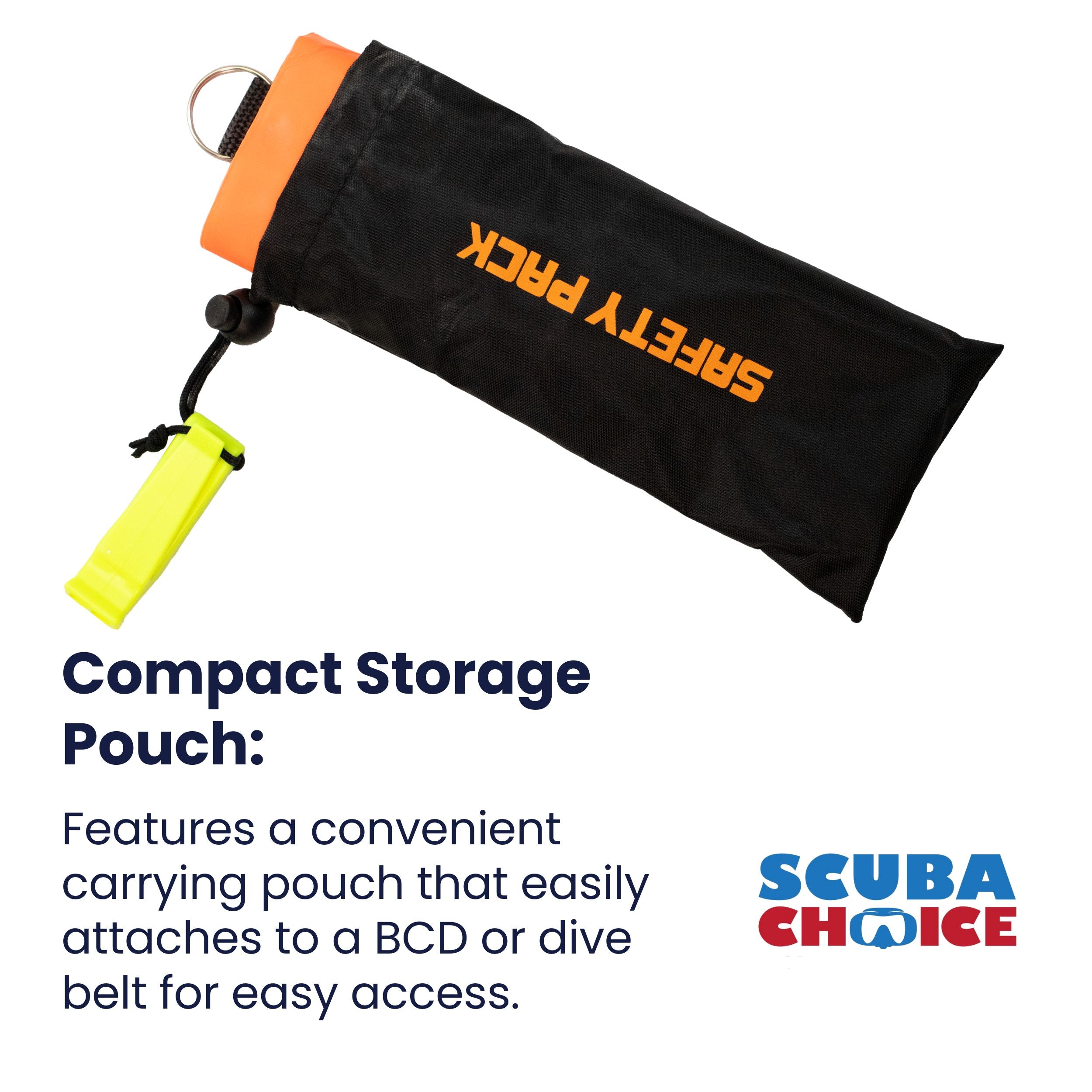 Scuba Choice Diver Below 6ft Surface Marker with Pouch & Whistle