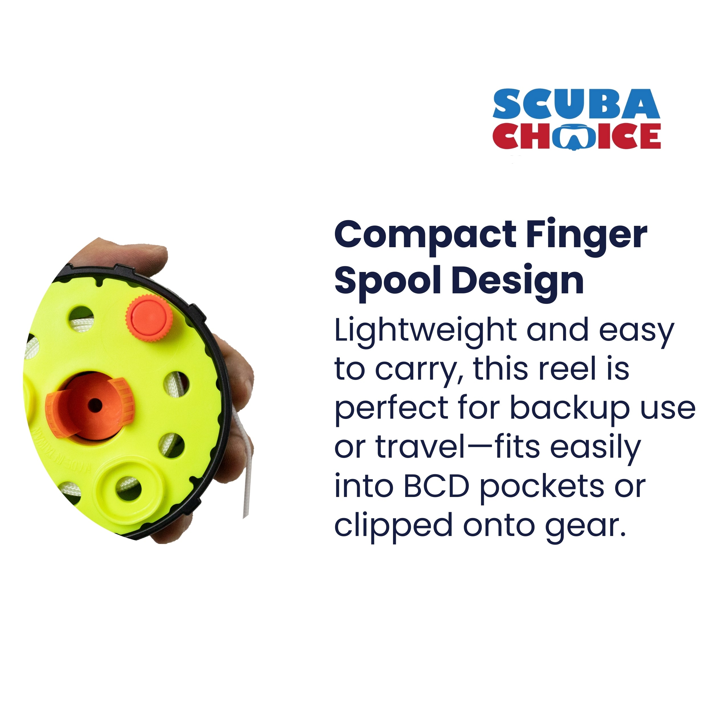 Scuba Dive 100FT Finger Reel Spool w/ Spin/Lock Latch, and Lanyard