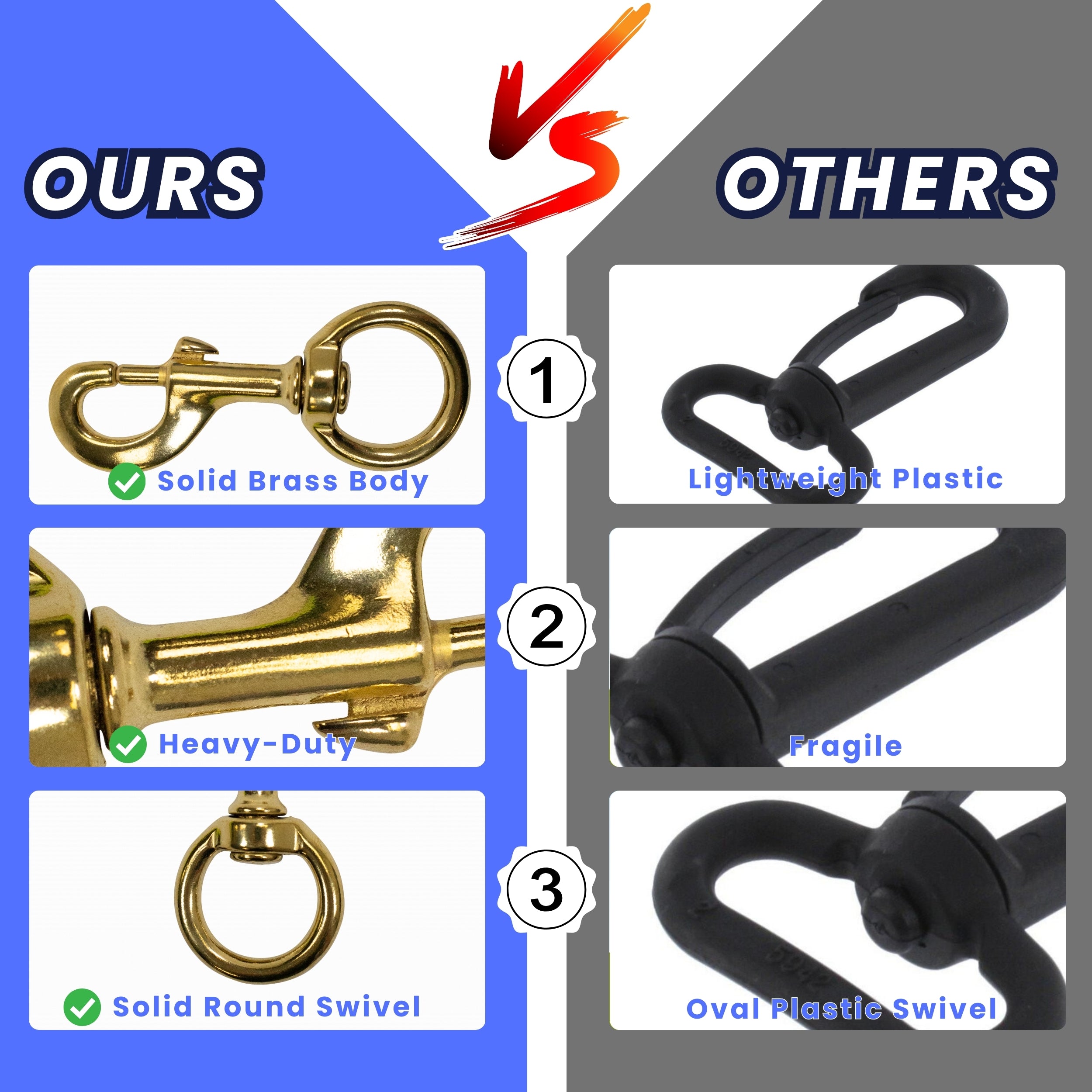 Scuba Choice 4.6" Brass Swivel Eye Snap Hook Clip, 14.8mm Opening