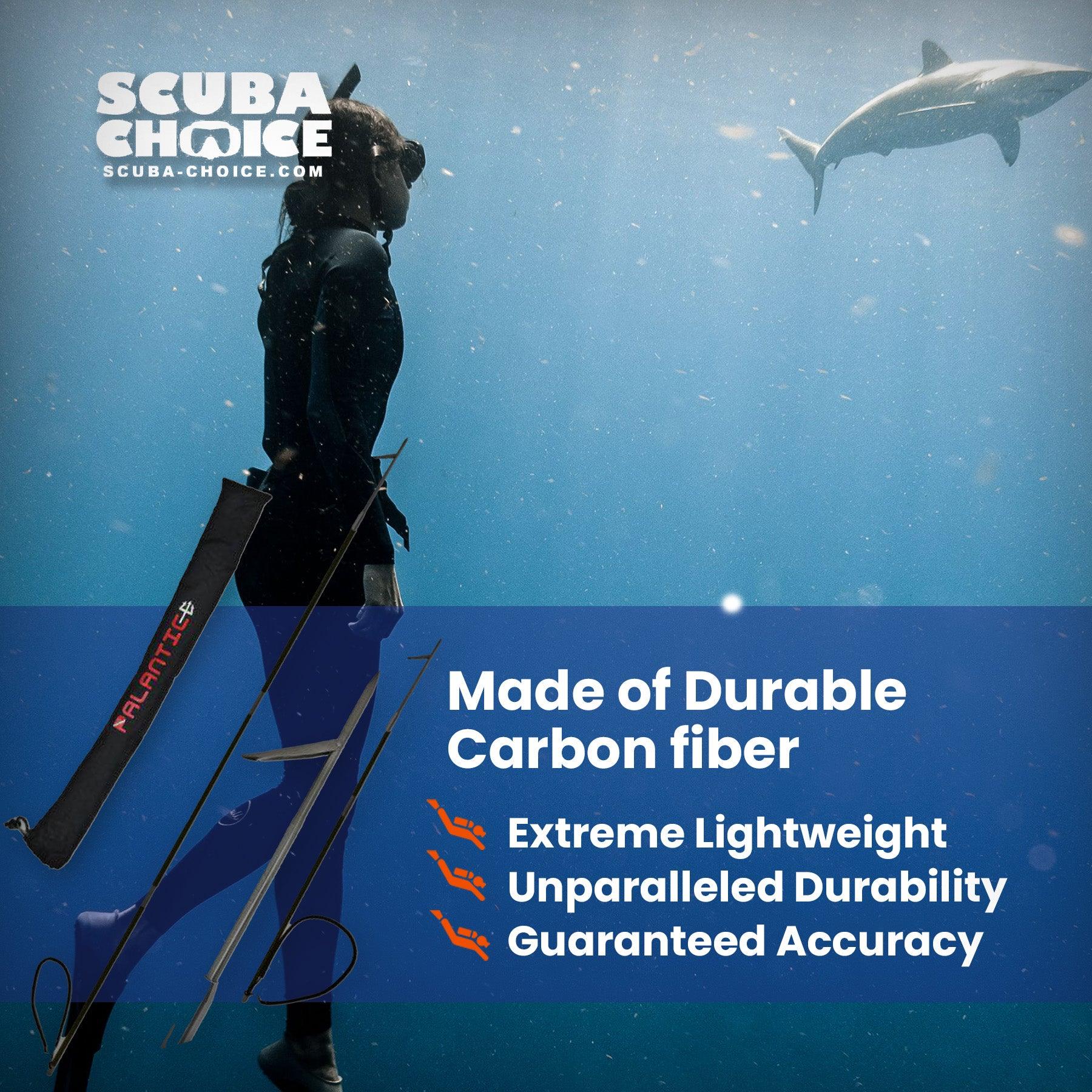 CARBON FIBER 7' Travel Spearfishing 3-Piece Pole Spear Single Flopper Tip - Scuba Choice
