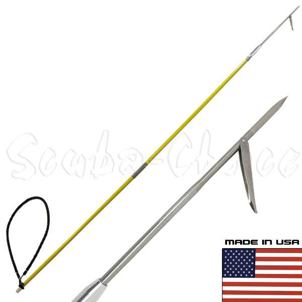 7' Travel Spearfishing Two-Piece Fiber Glass Pole Spear 1 Prong Single Barb Tip - Scuba Choice