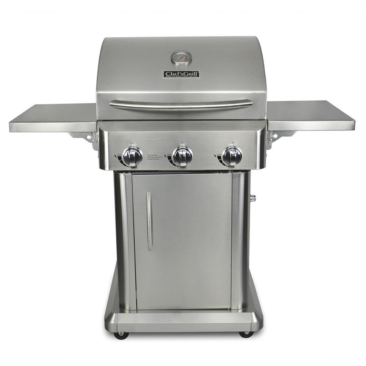 Chef's Grill 24" 3-Burner Stainless Steel Patio Liquid-Propane Gas Grill - Scuba Choice