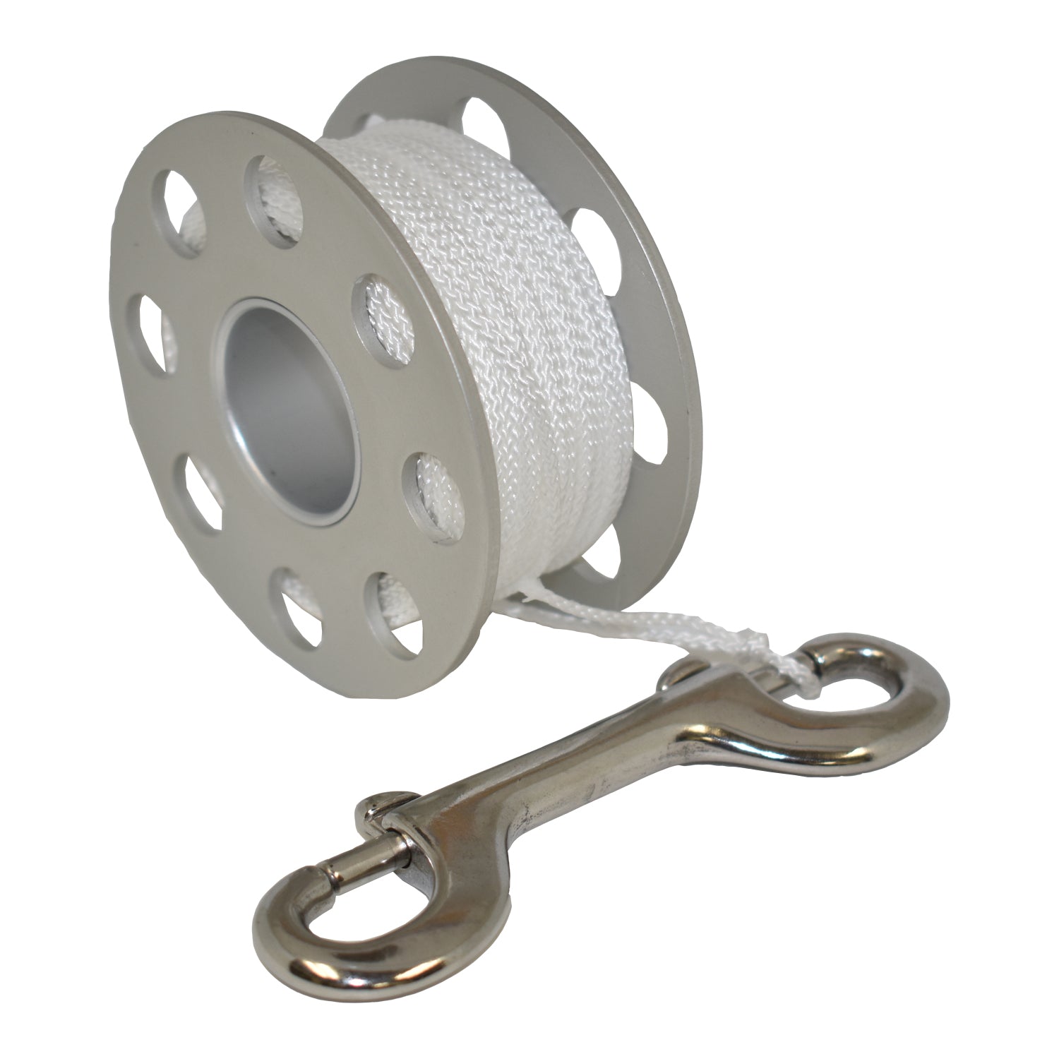 Scuba Choice Diving Compact Silver Aluminum Finger Spool 75ft Dive Reel w/Bolt Snap