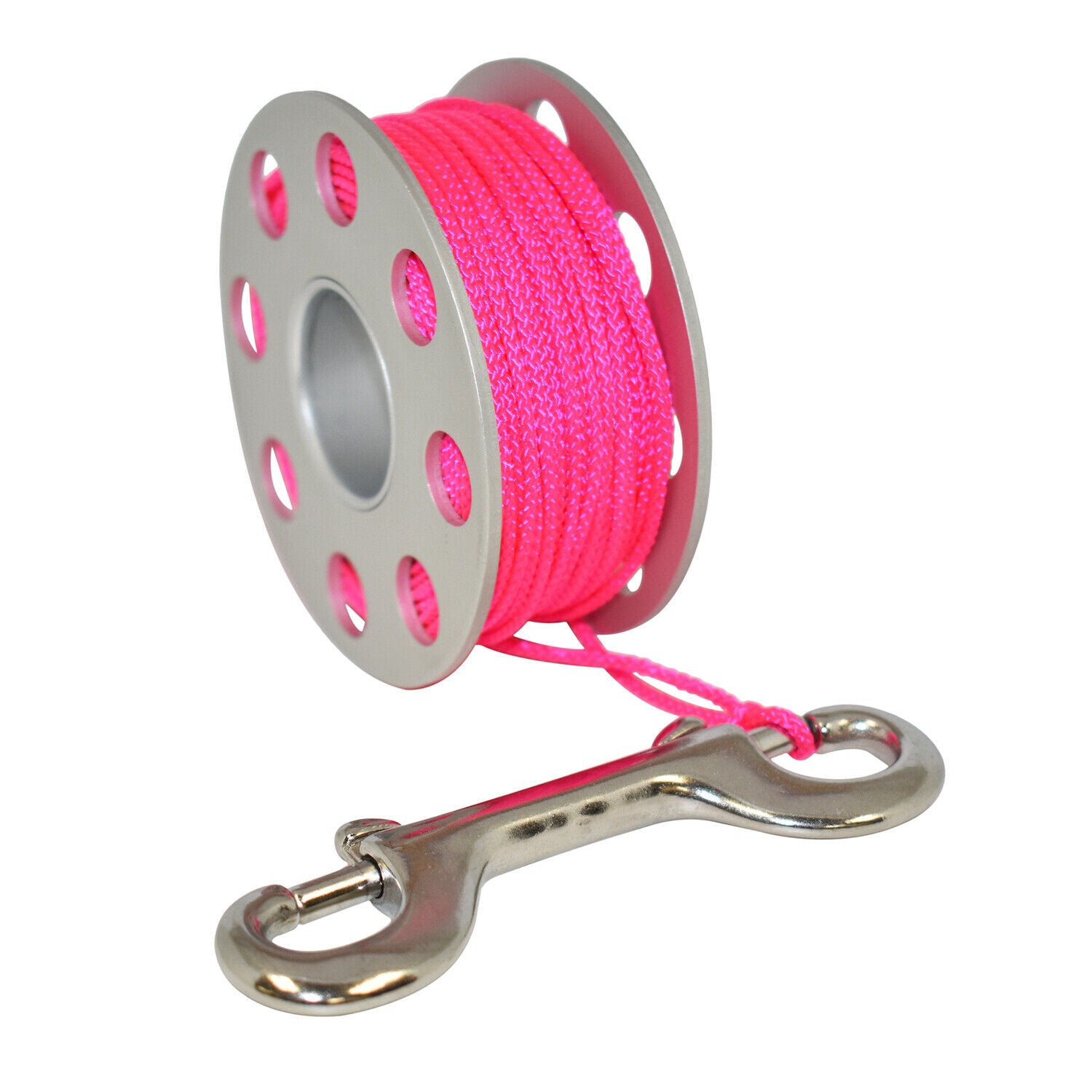 Scuba Choice Diving Compact Silver Aluminum Finger Spool 75ft Dive Reel w/Bolt Snap