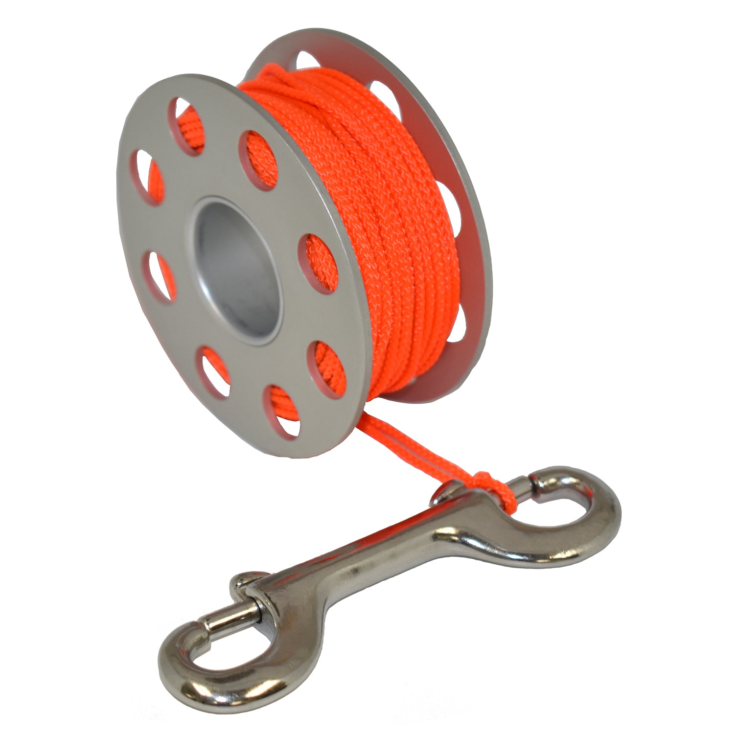 Scuba Choice Diving Compact Silver Aluminum Finger Spool 75ft Dive Reel w/Bolt Snap