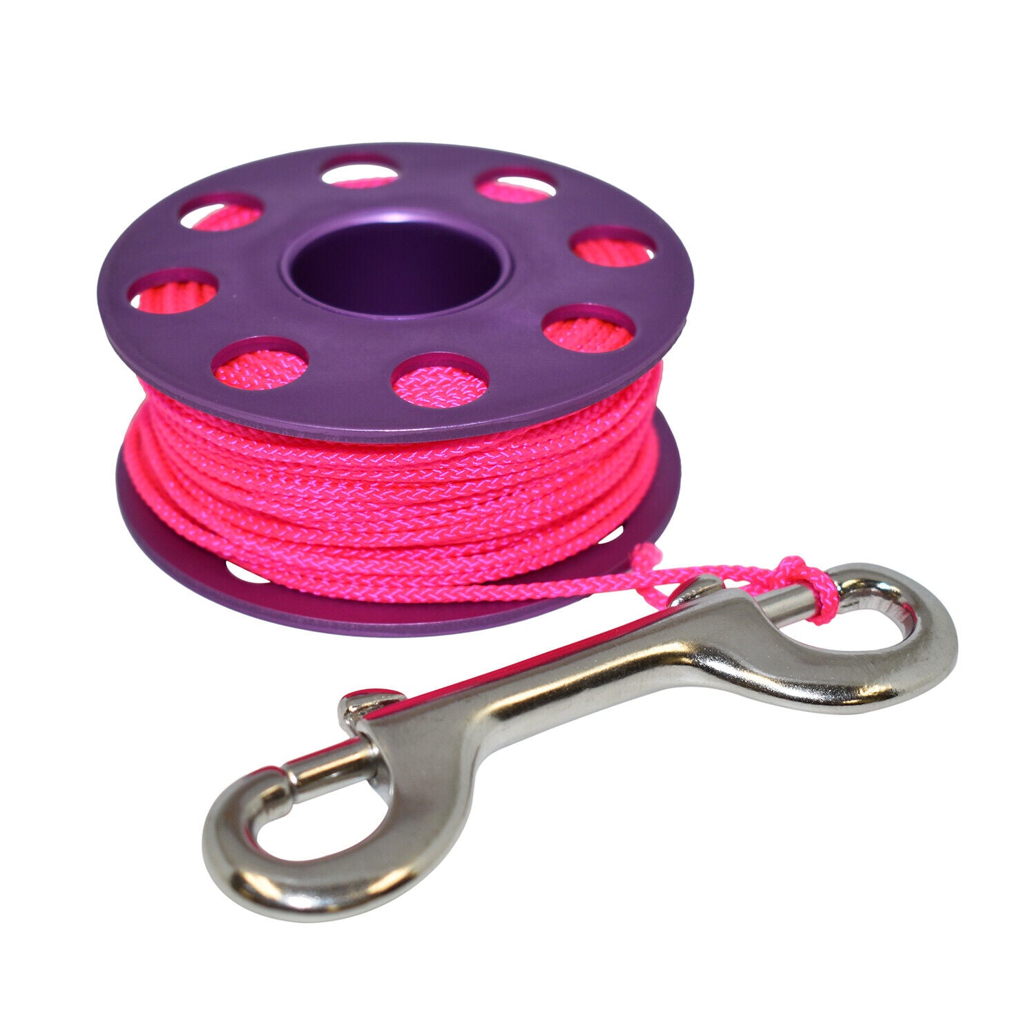 Scuba Choice Diving Compact Purple Aluminum Finger Spool 75ft Dive Reel w/Bolt Snap